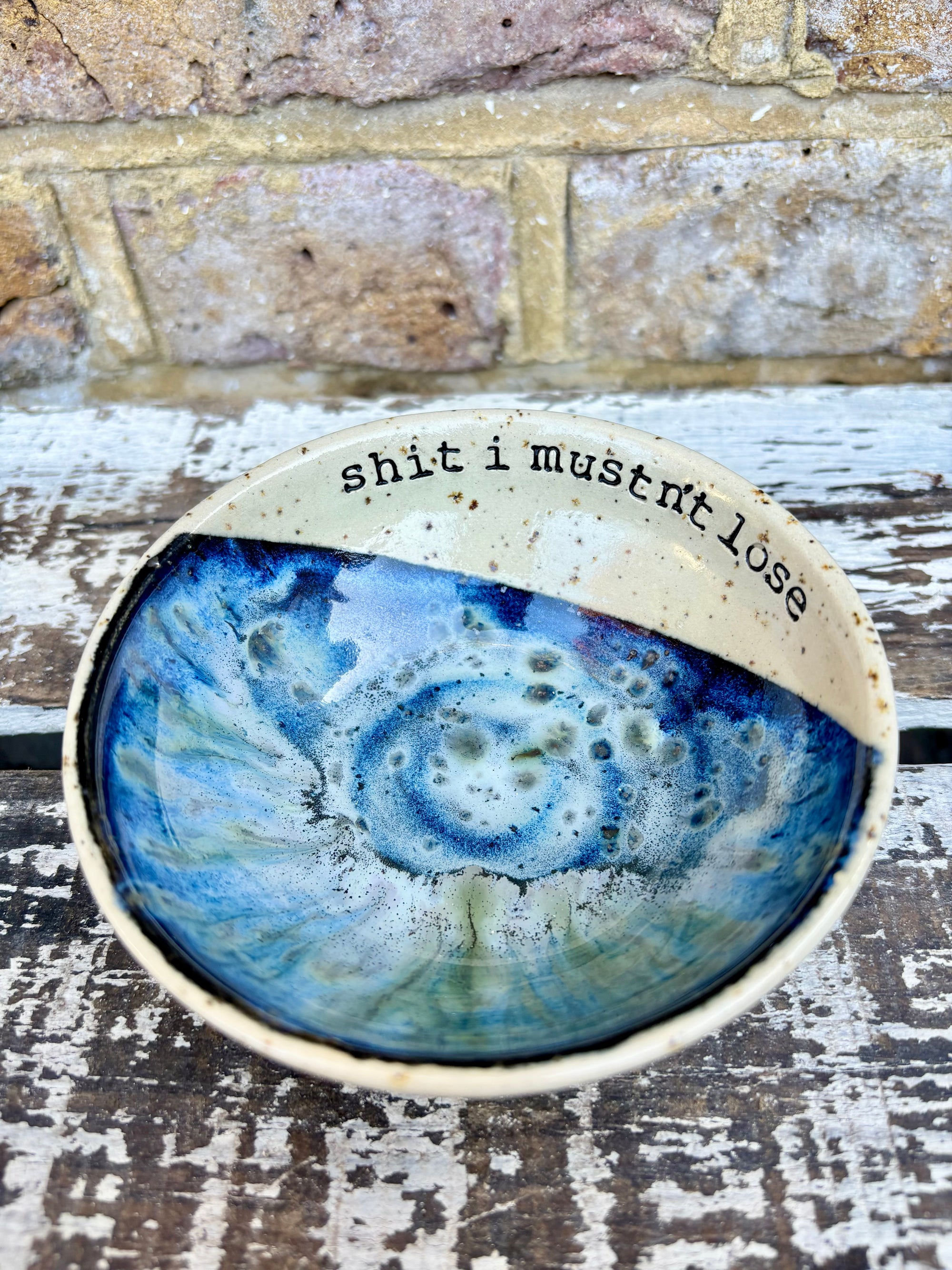 “shit I mustn't lose" trinket dish (antique blue)