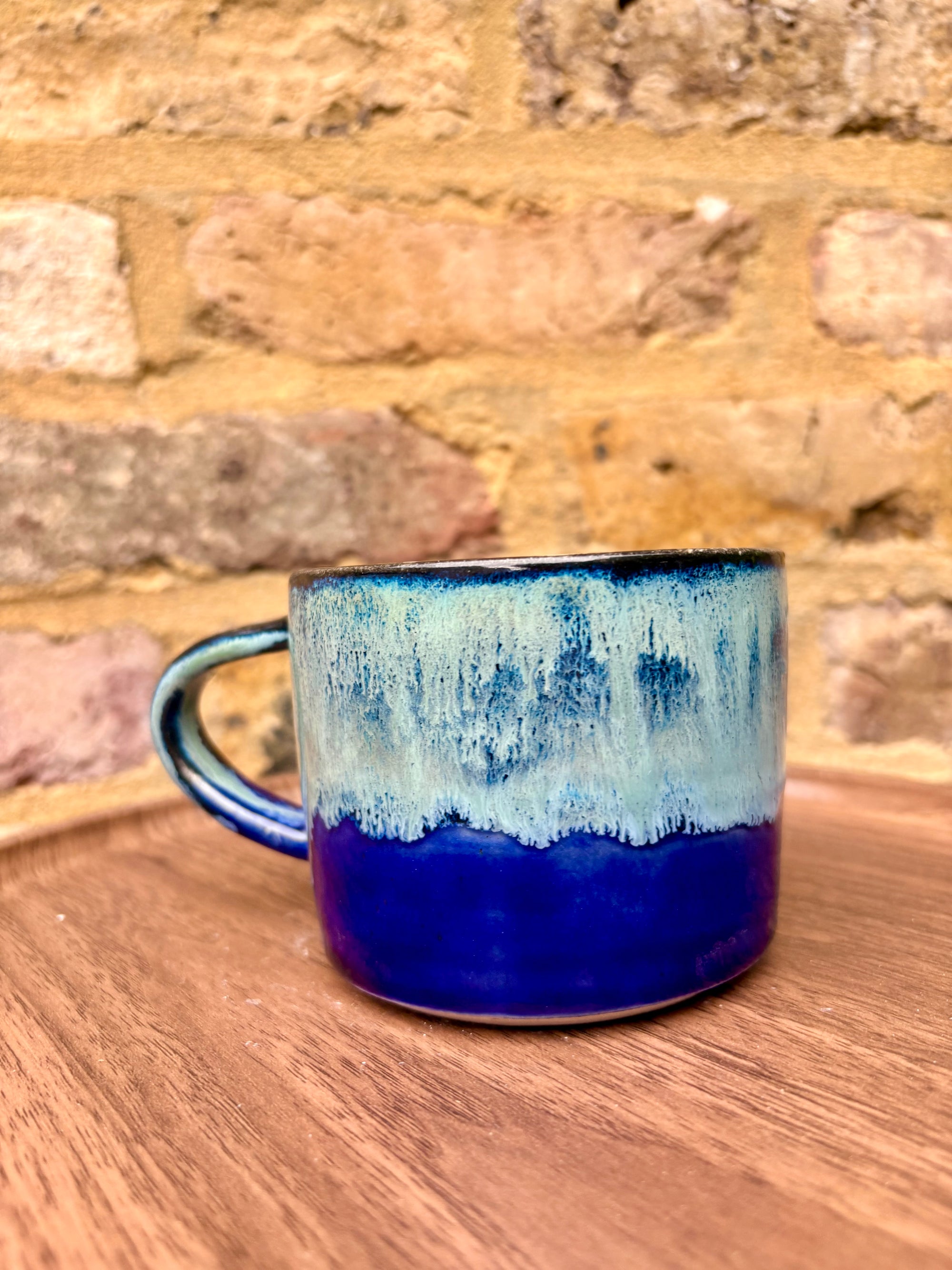 “woke up sexy as hell again” mug (blue shore)
