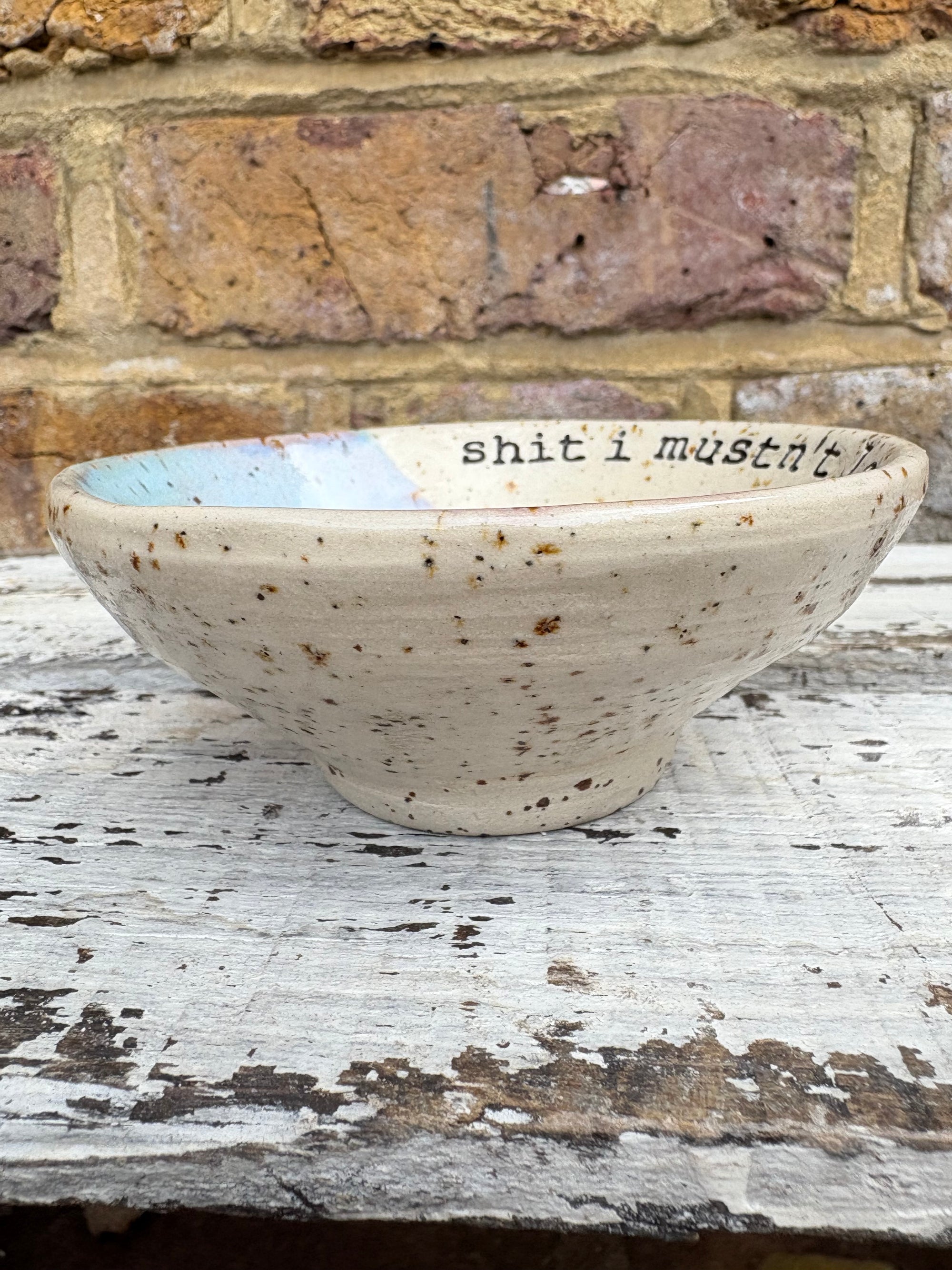 “shit I mustn't lose" trinket dish (pink night sky)