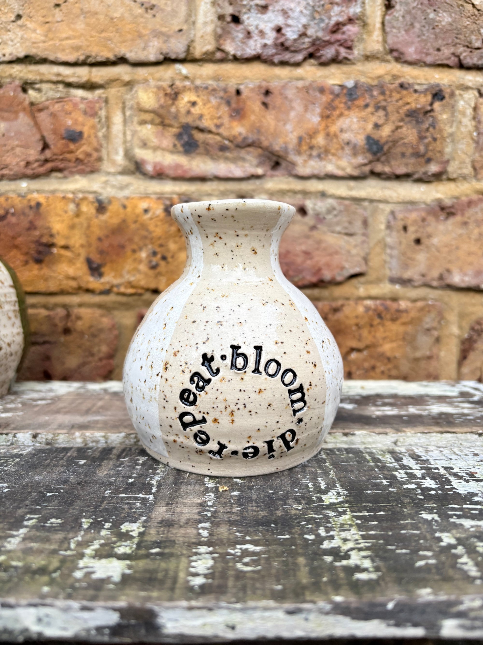 "bloom, die, repeat" chubby vase (white)