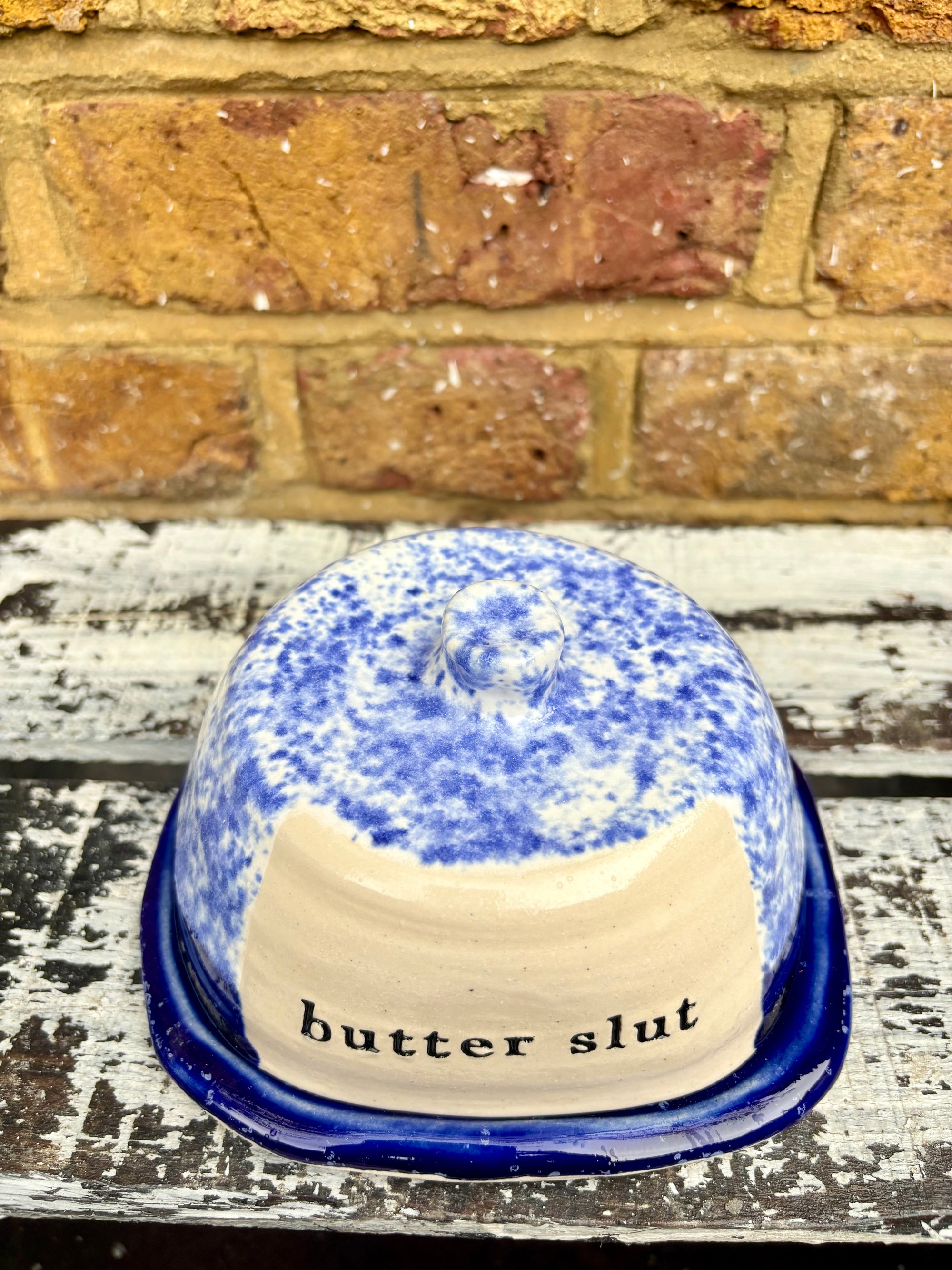 Butter Dish (butter slut, speckle blue/blue)