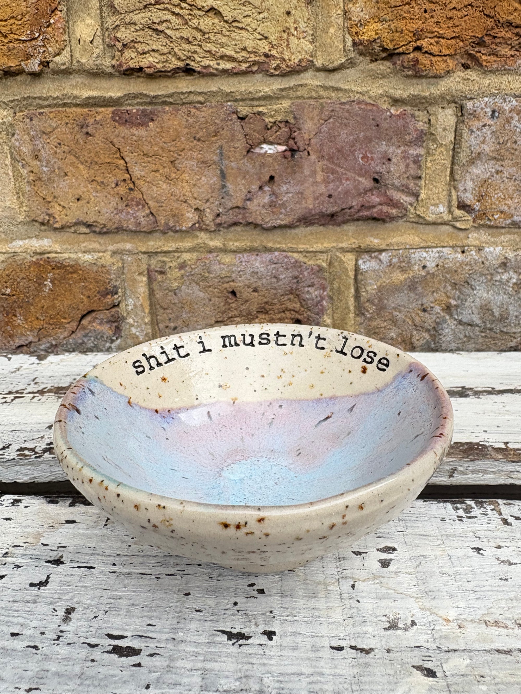 “shit I mustn't lose" trinket dish (pink night sky)