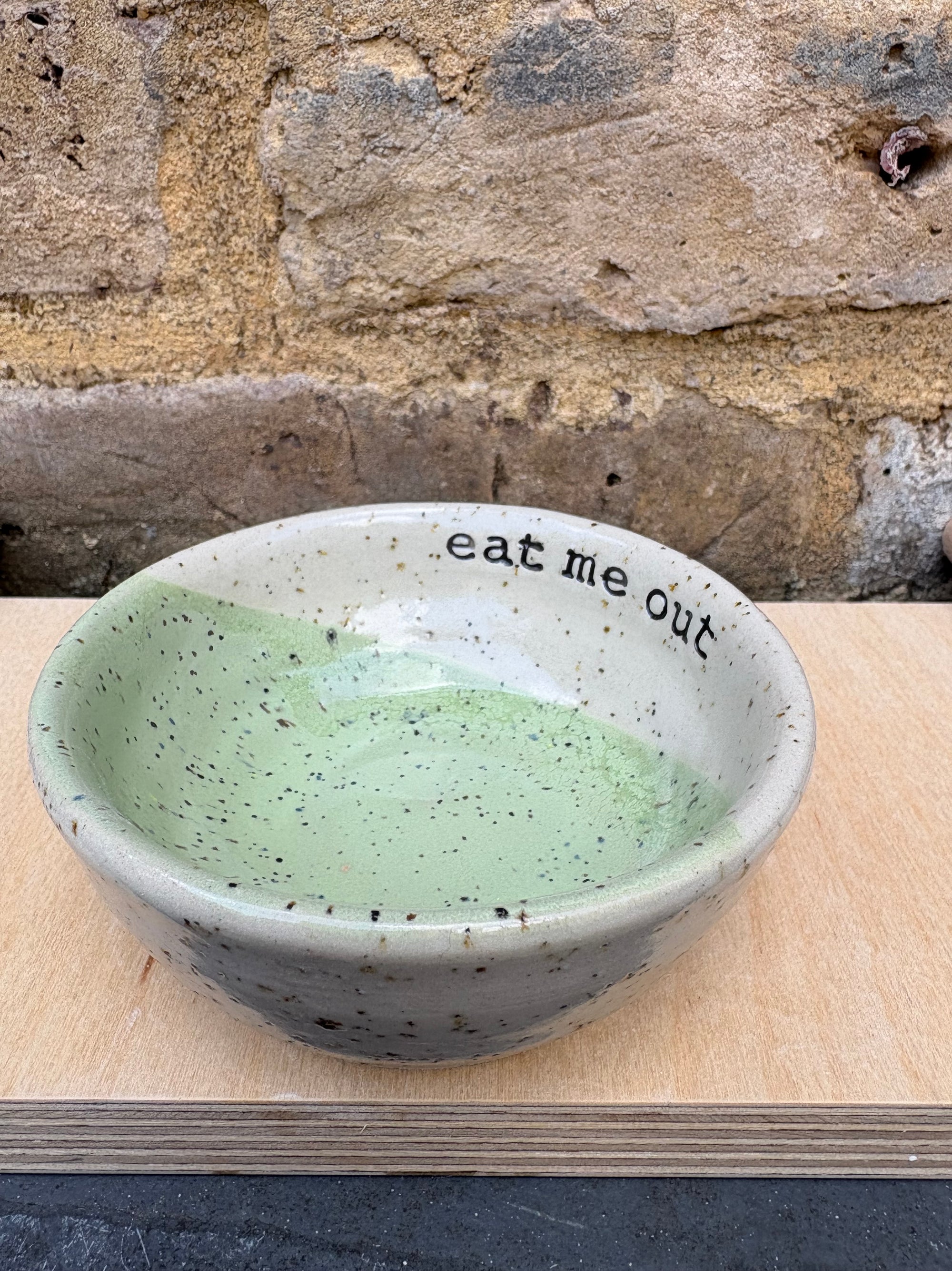 "eat me out" snack bowl (mint glaze)