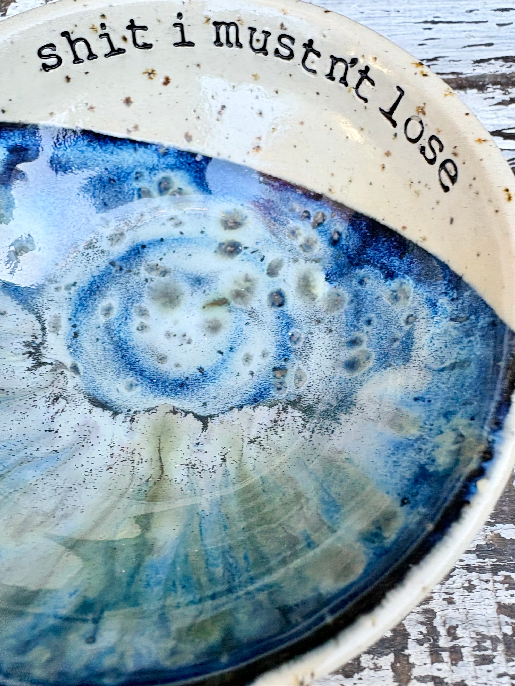“shit I mustn't lose" trinket dish (antique blue)