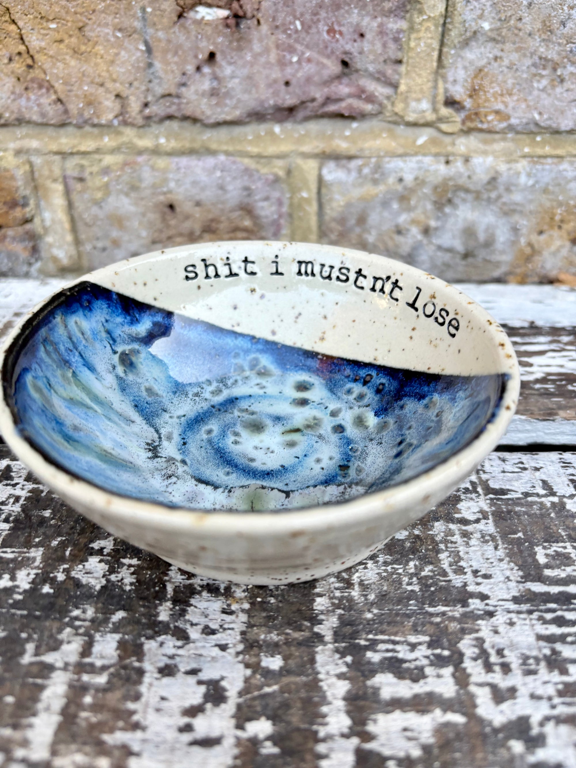 “shit I mustn't lose" trinket dish (antique blue)