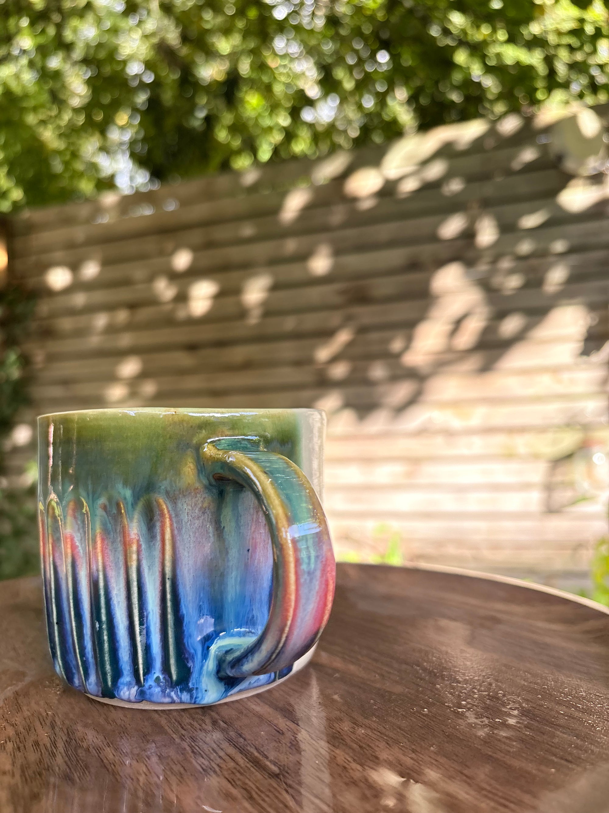 "I 🩷 my job” "FML" mug (green/pink/blue, right hander)