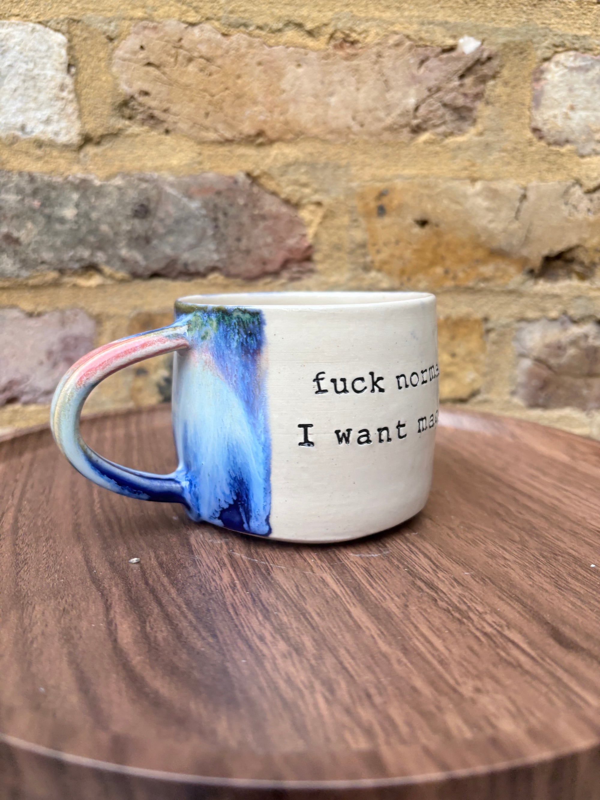 “fuck normal, i want magic" mug (Pink/blue)