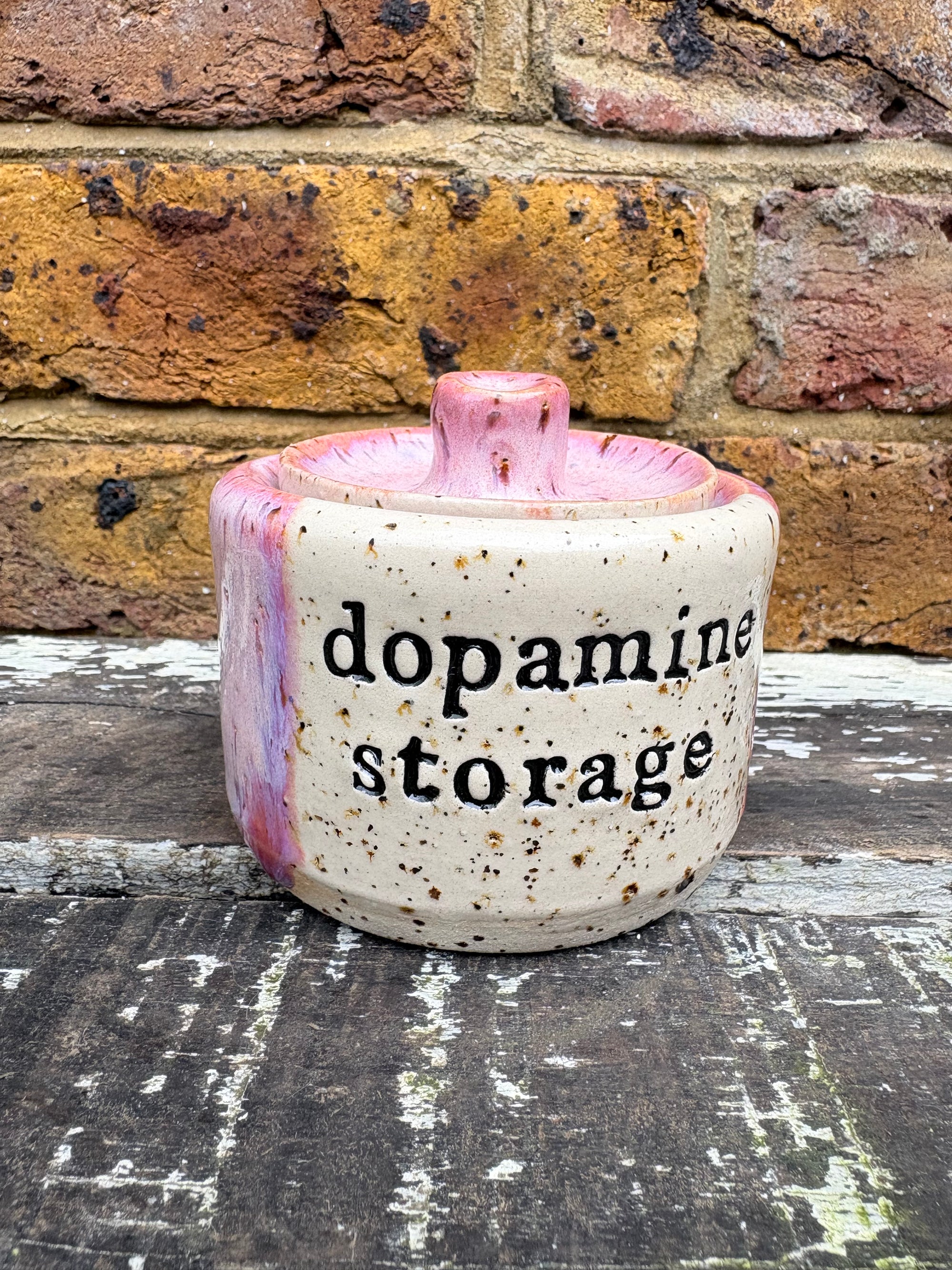 "dopamine storage" lidded pot (pink)