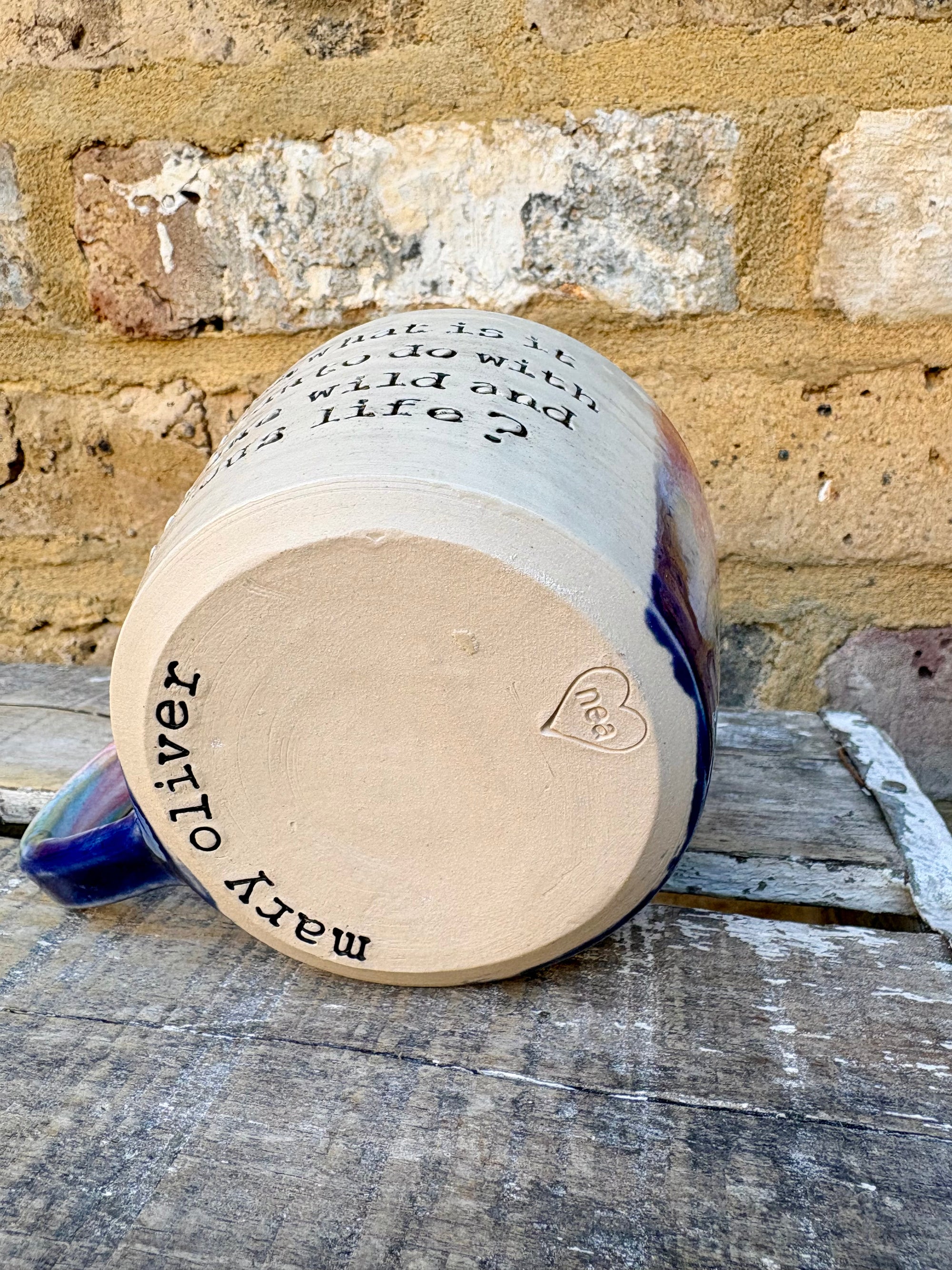 "tell me, what is it you plan to do with your one wild and precious life?" mug (300ml)