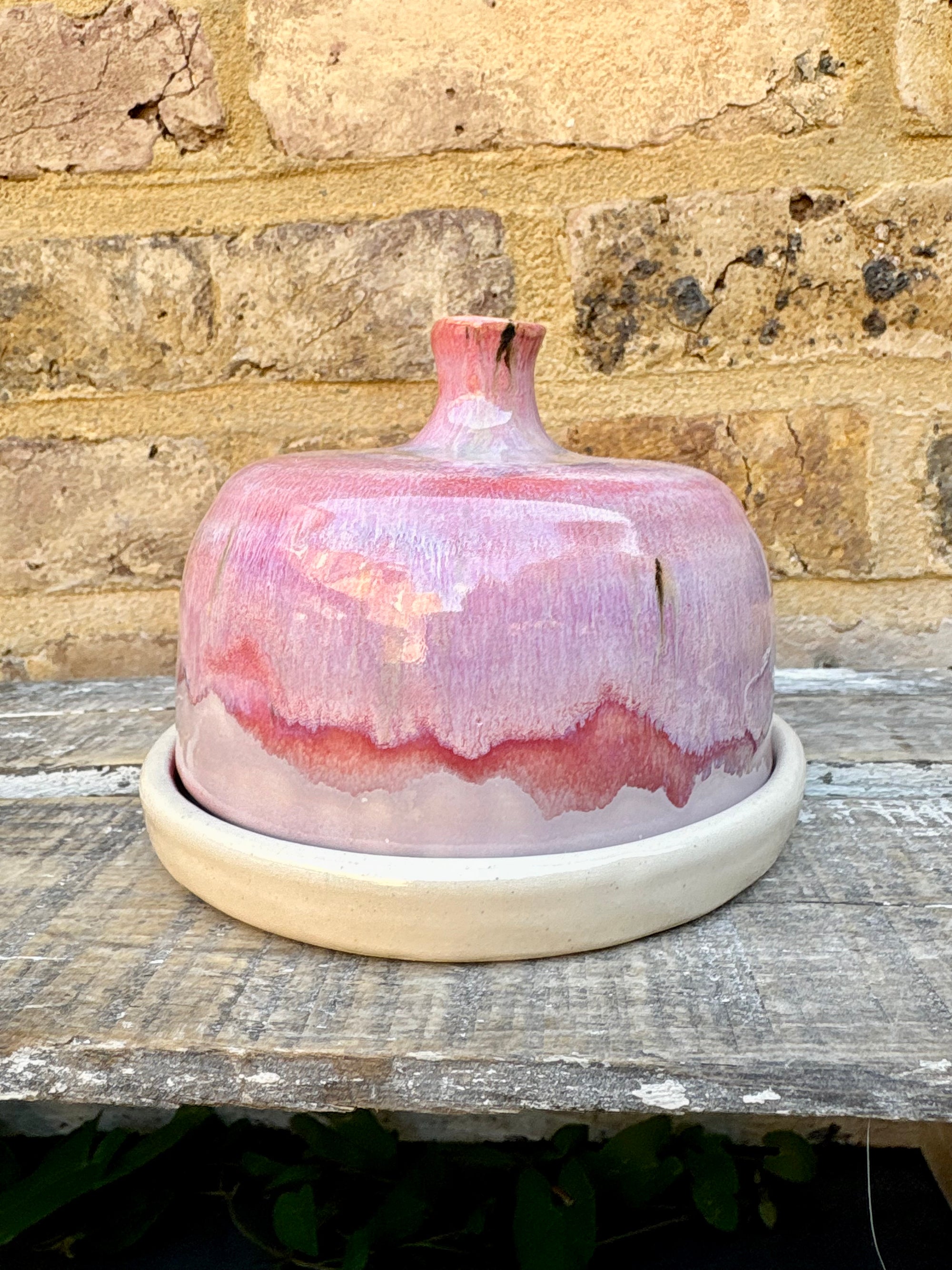 Butter Dish (butter slut, pink, cream clay, knob)