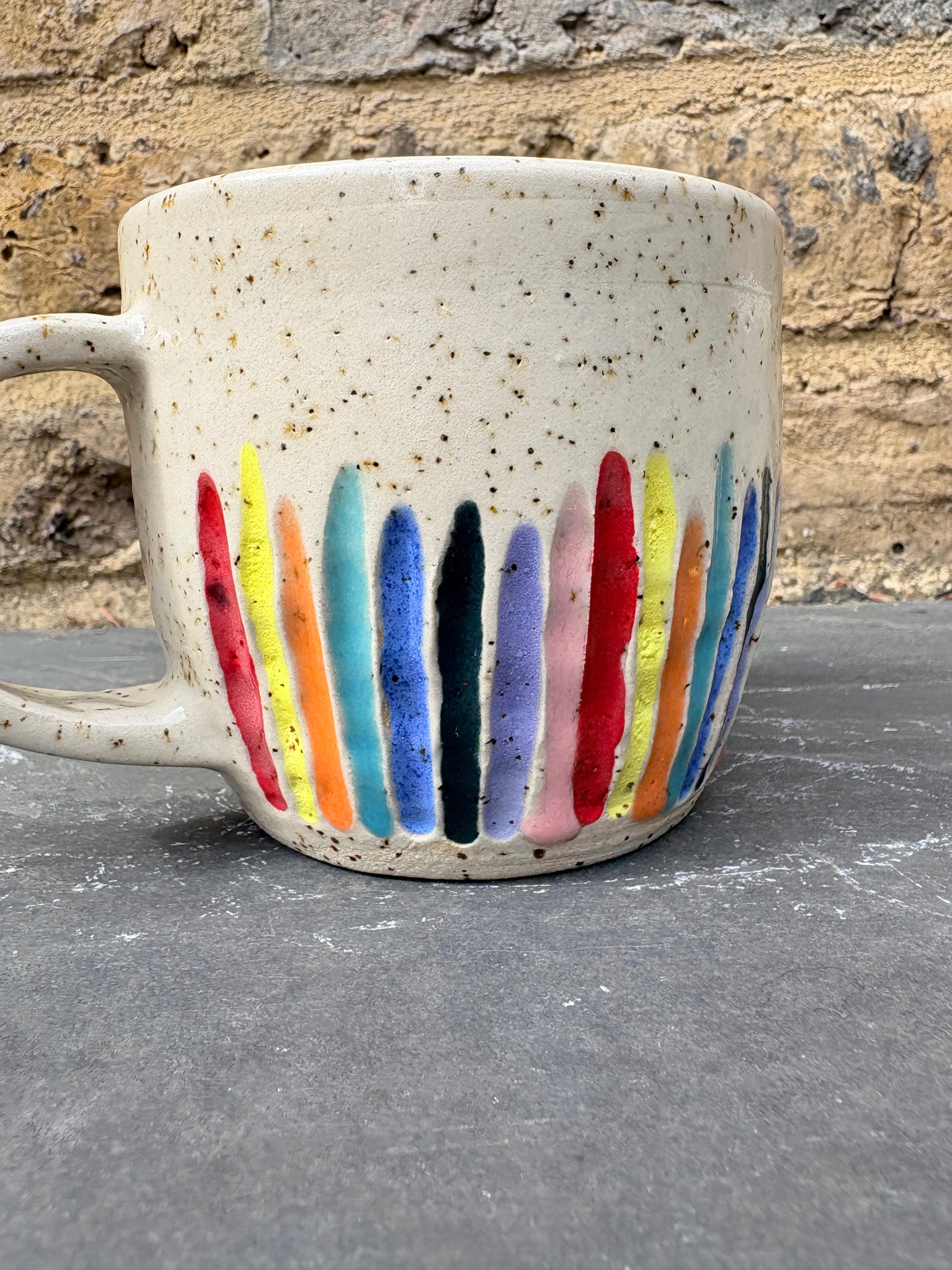 "fuck perfection" mug (rainbow stripes)