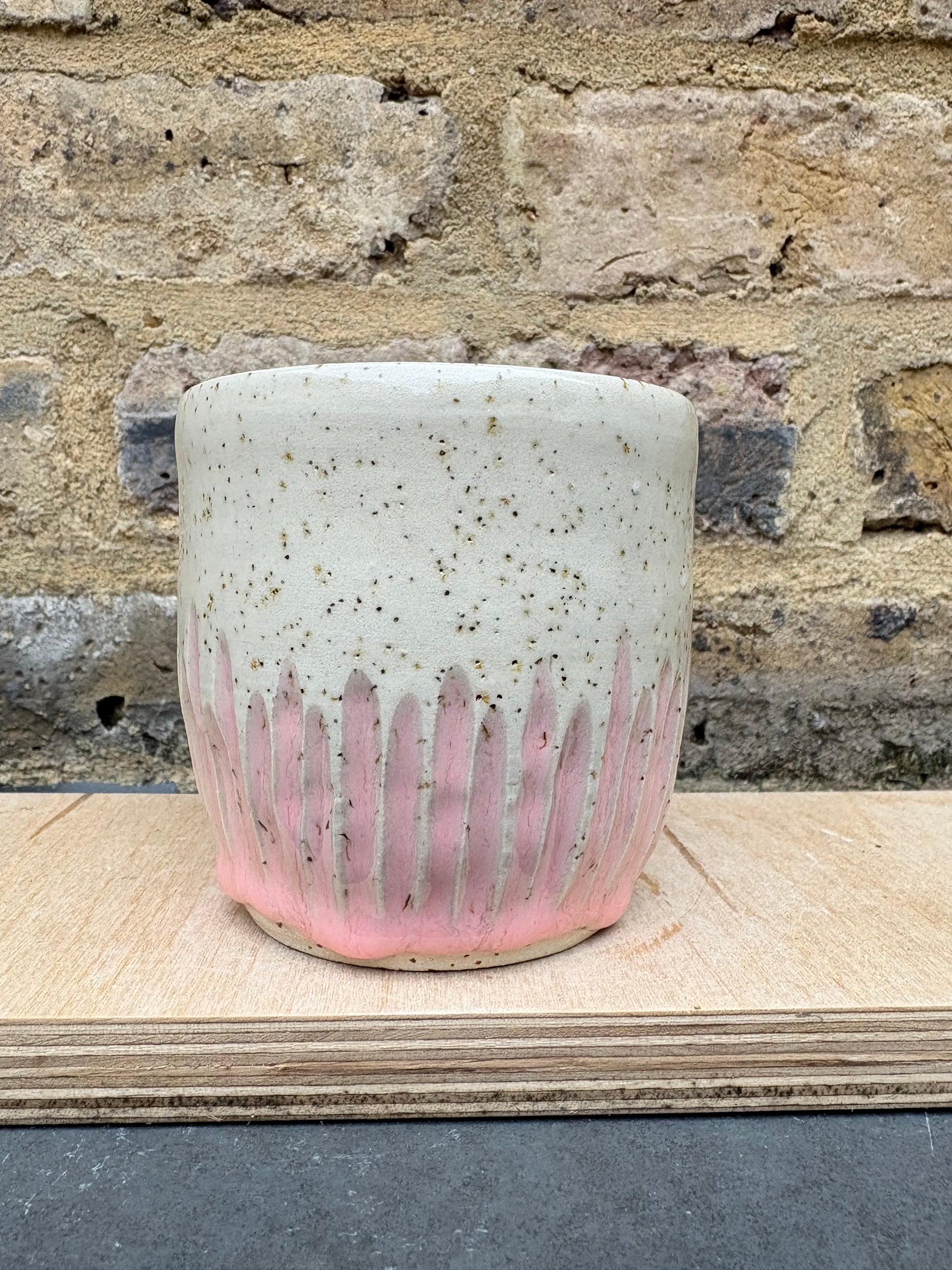 “fuck perfection" mug (pale pink grooves)