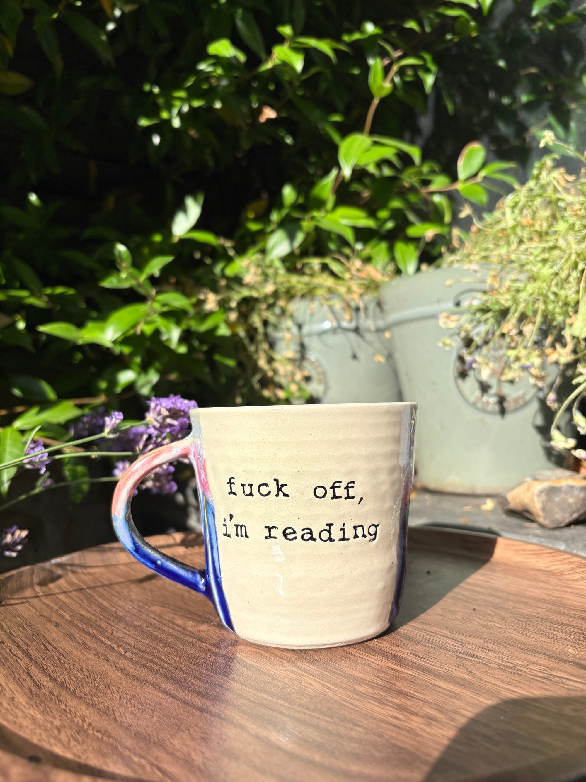 “Fuck off i'm reading" mug (blue night sky)