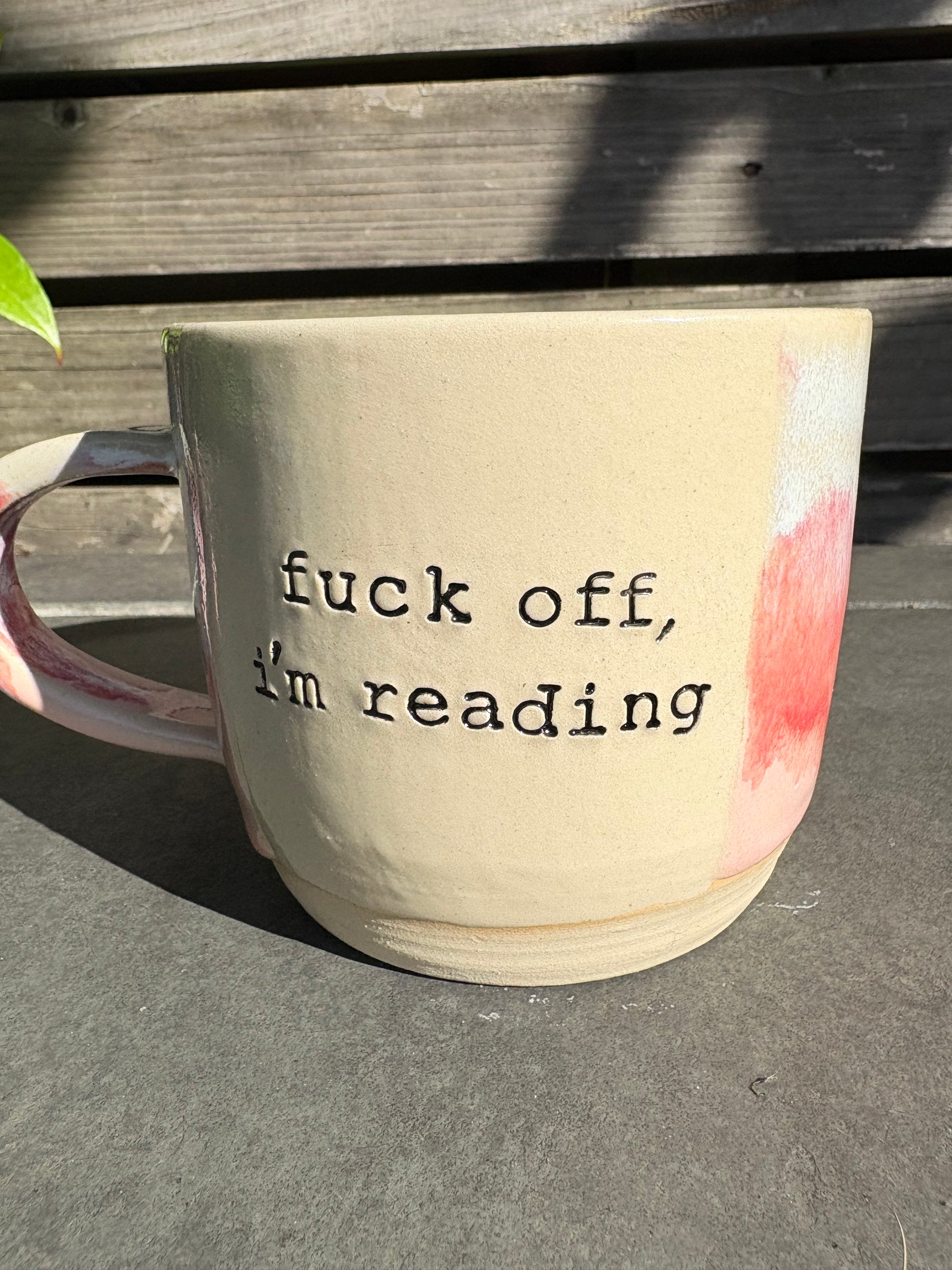 “Fuck off i'm reading" mug (Pink Raspberry Ripple)