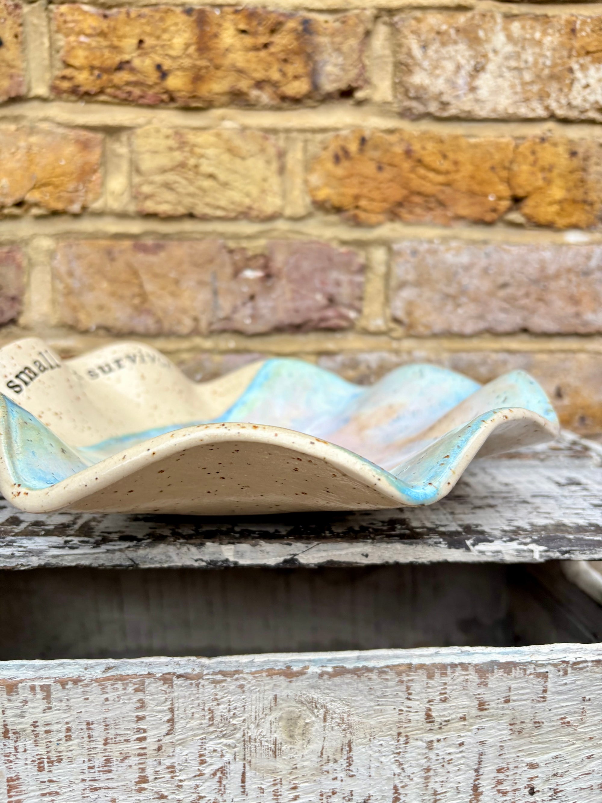 “small talk survivor" serving dish (Pink Night Sky