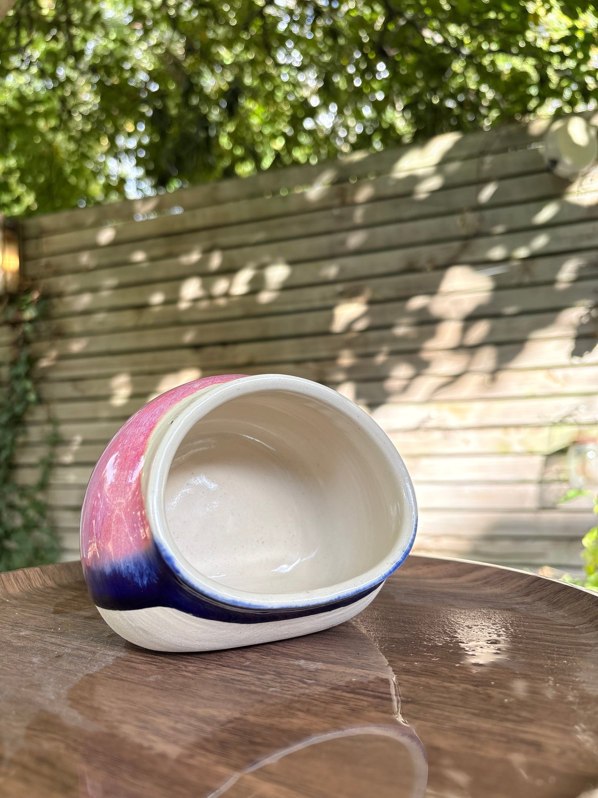"salty bitch" salt pig (XL, blue/pink, cream clay)