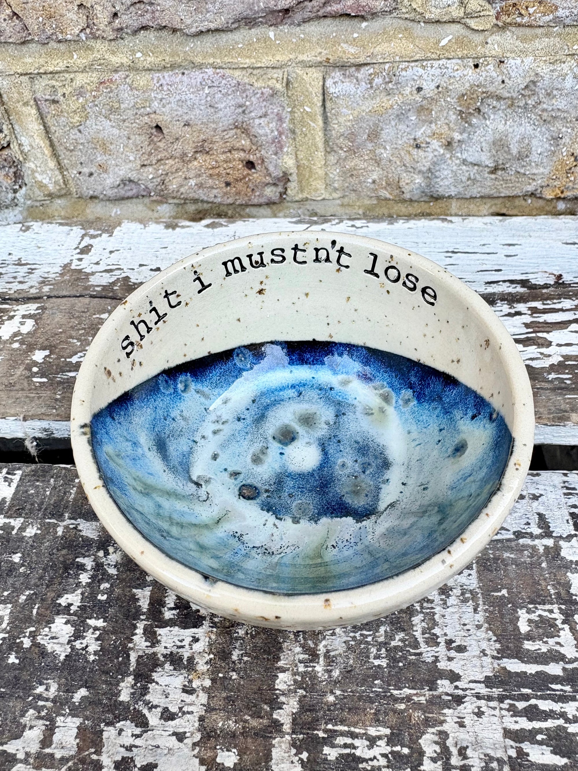 “shit I mustn't lose" trinket dish (antique blue)