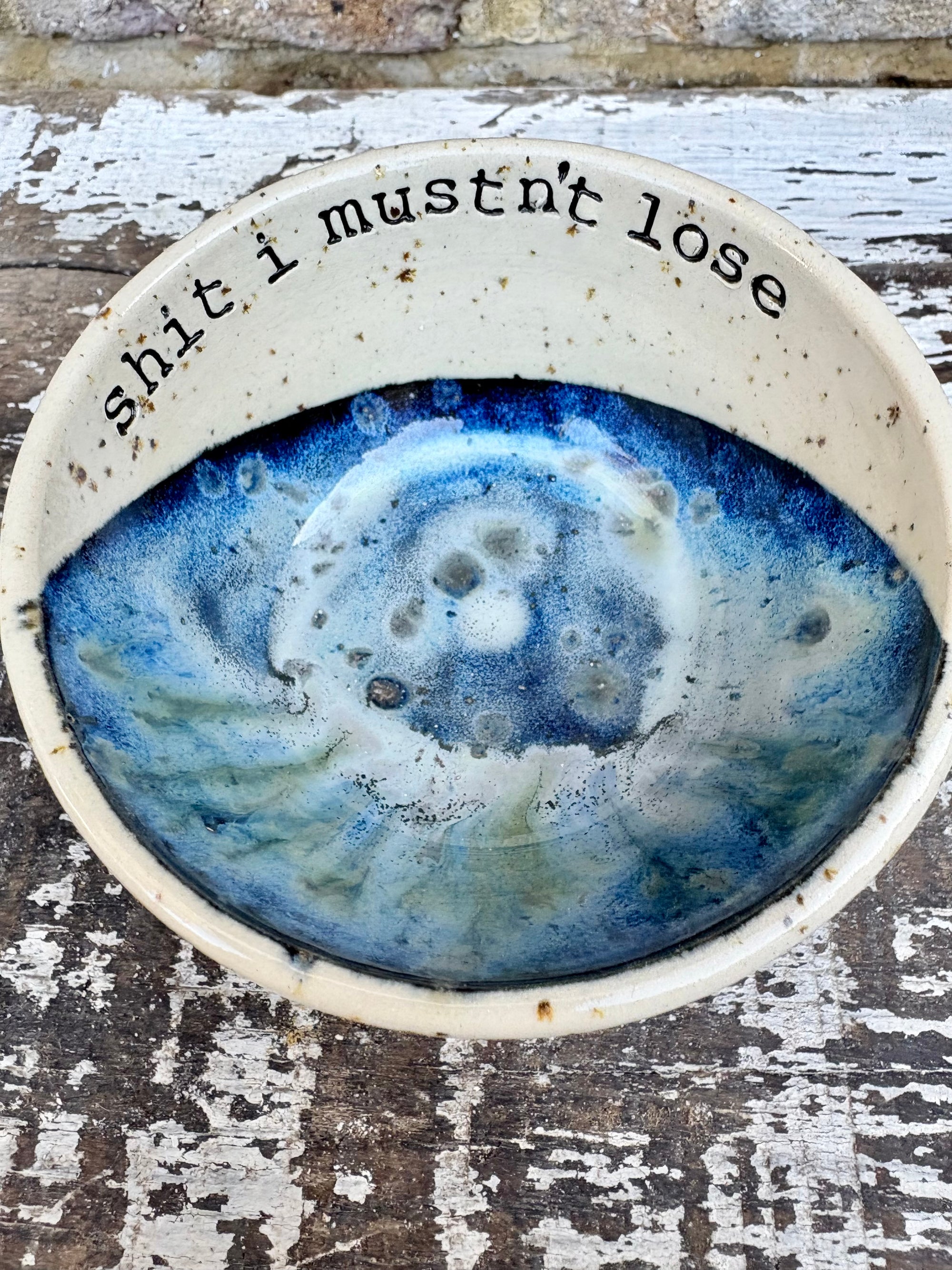 “shit I mustn't lose" trinket dish (antique blue)