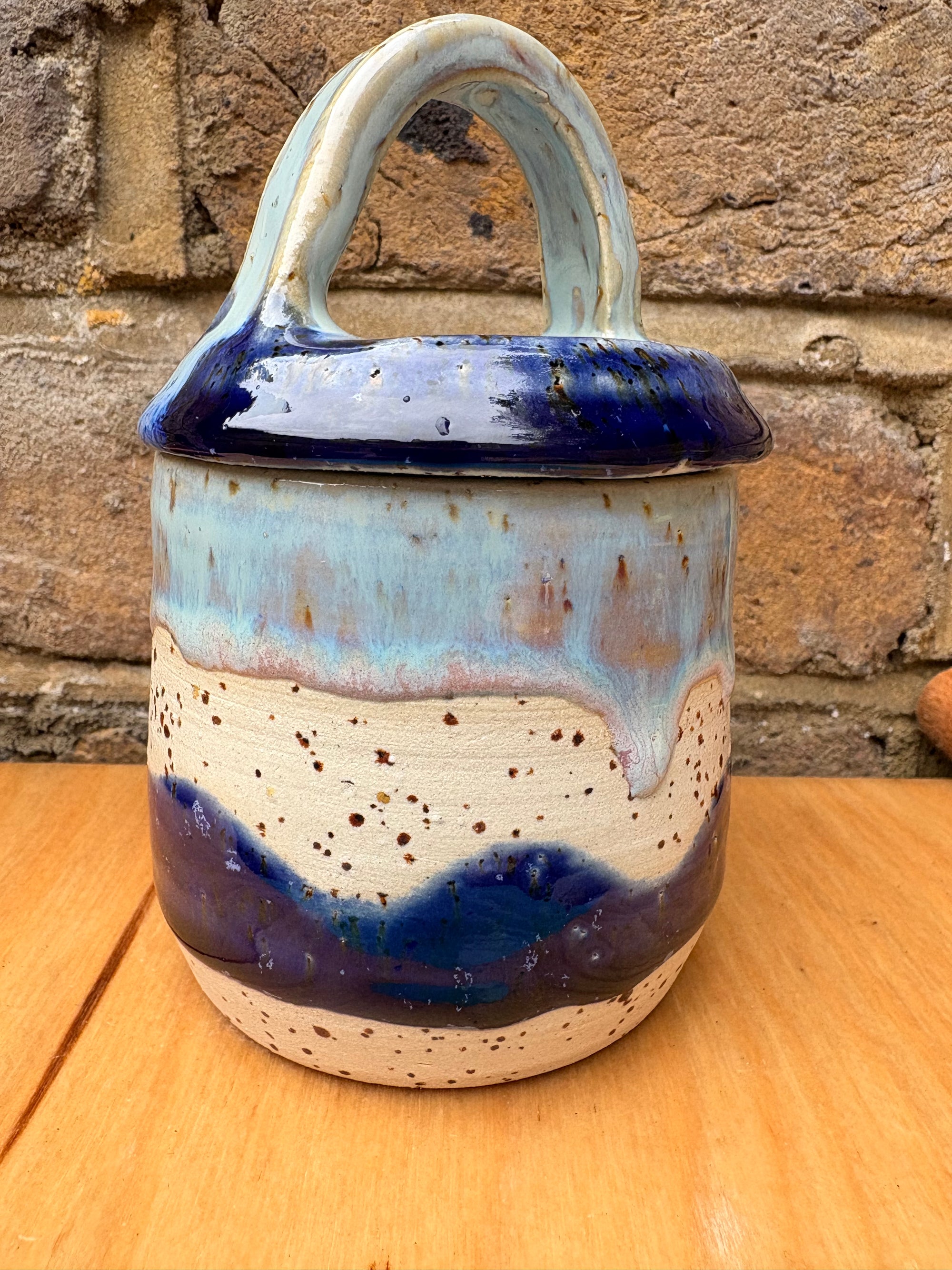 “stuff i should throw away" lidded pot (blue night sky)