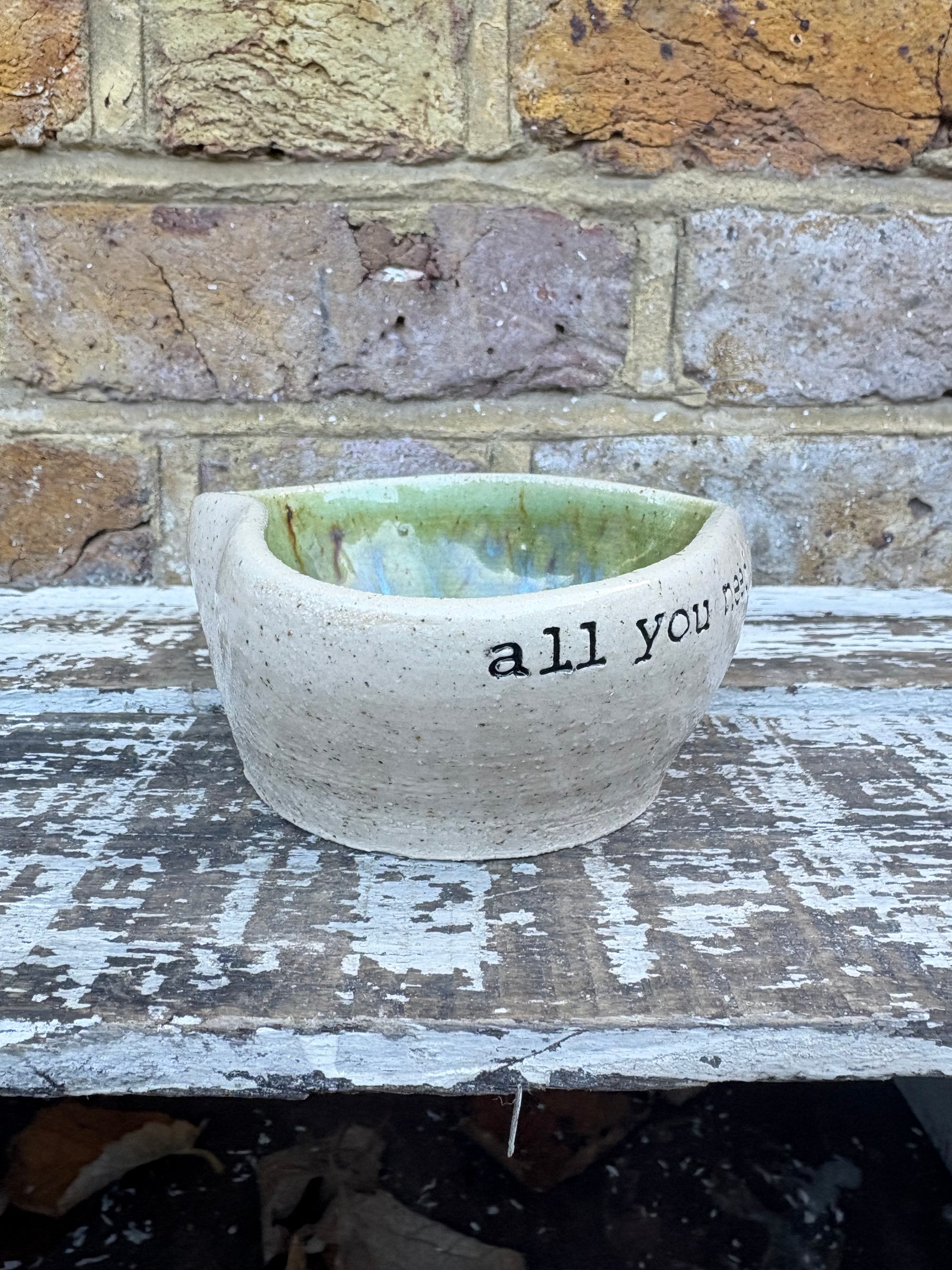 “all you need is love" snack bowl (green dream)