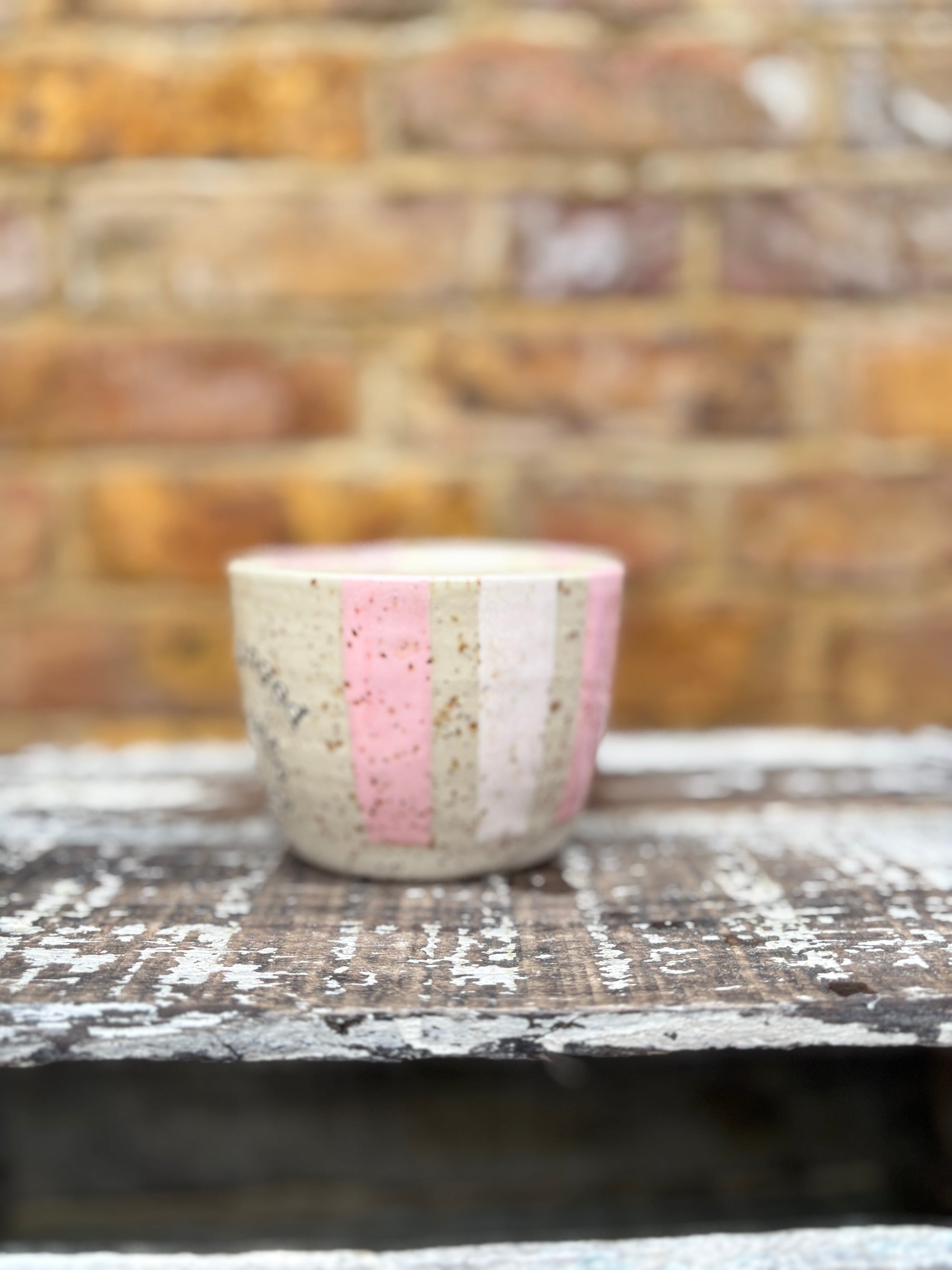 "cute but totally unhinged" mug (pink/white stripe)