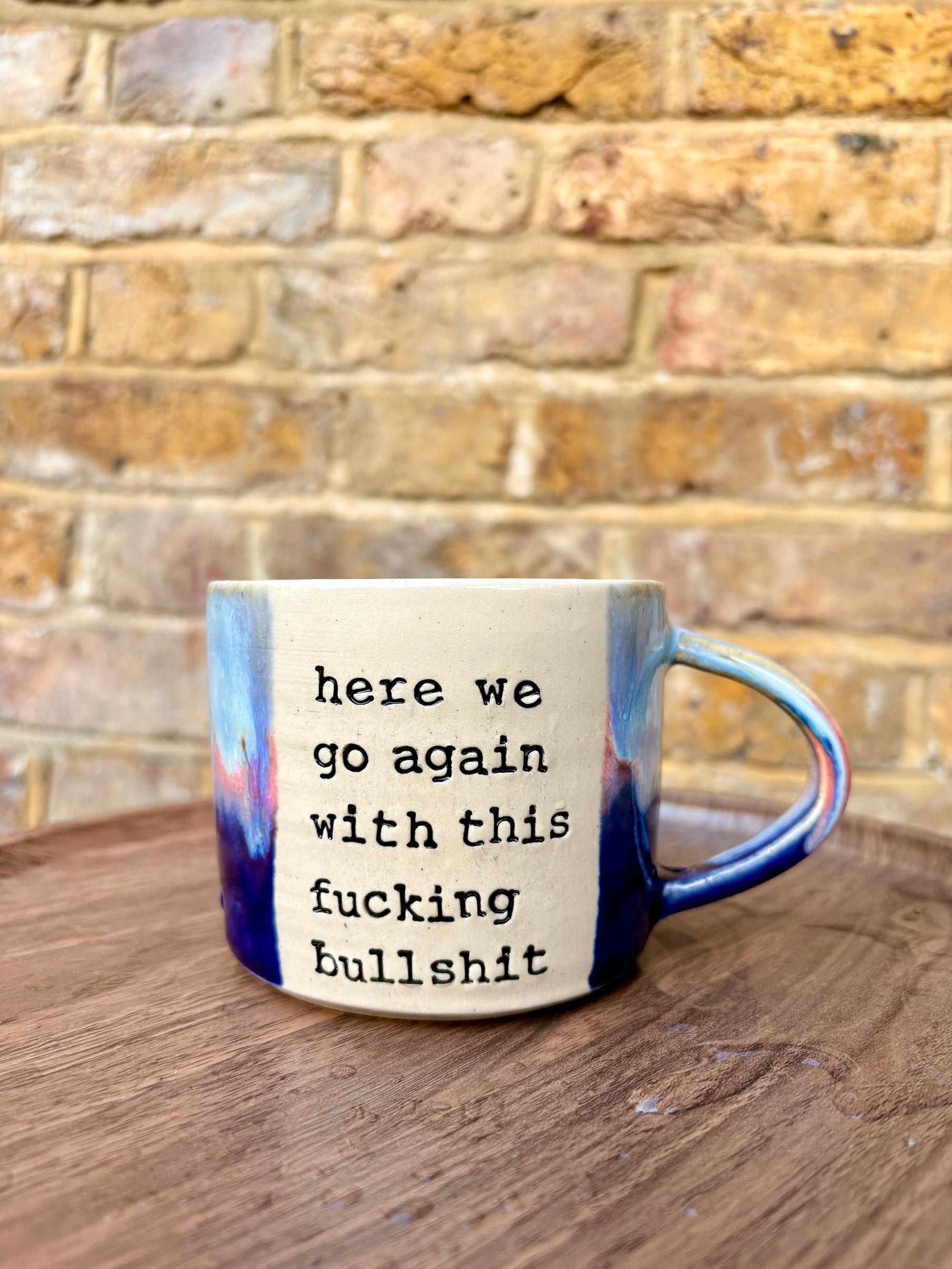 “Here we go again with this fucking bullshit" mug (Pink Night Sky)