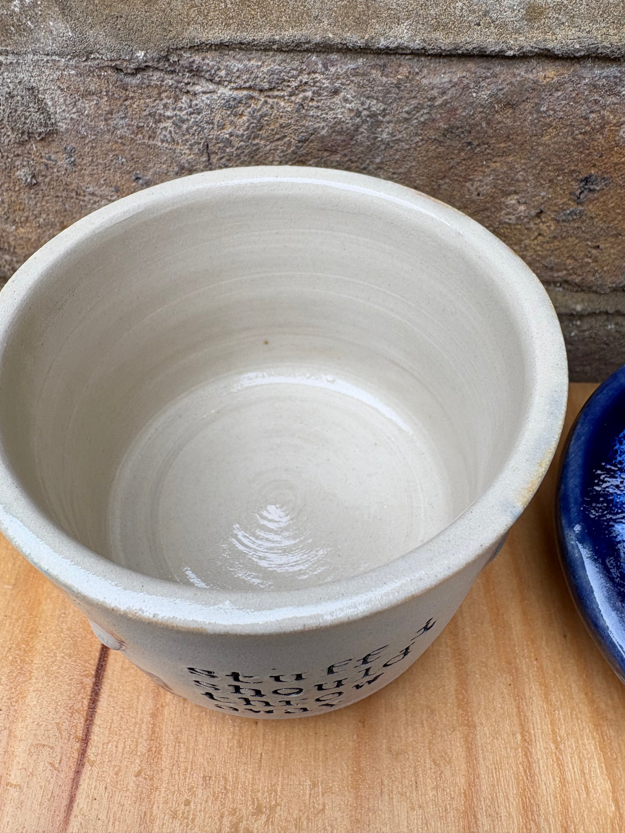 “stuff i should throw away" lidded pot (blue night sky)