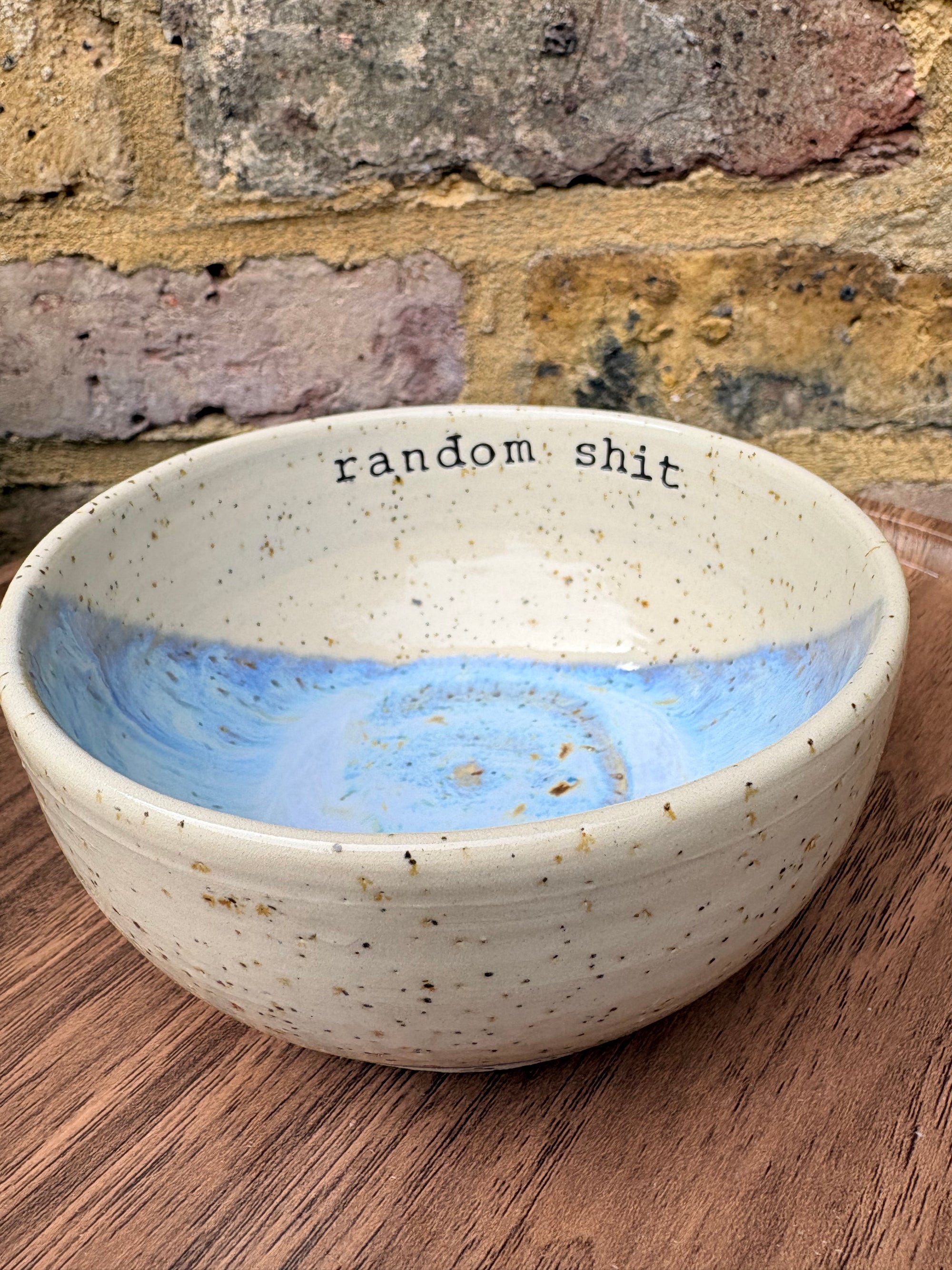 "random shit" trinket dish (light blue speckle)