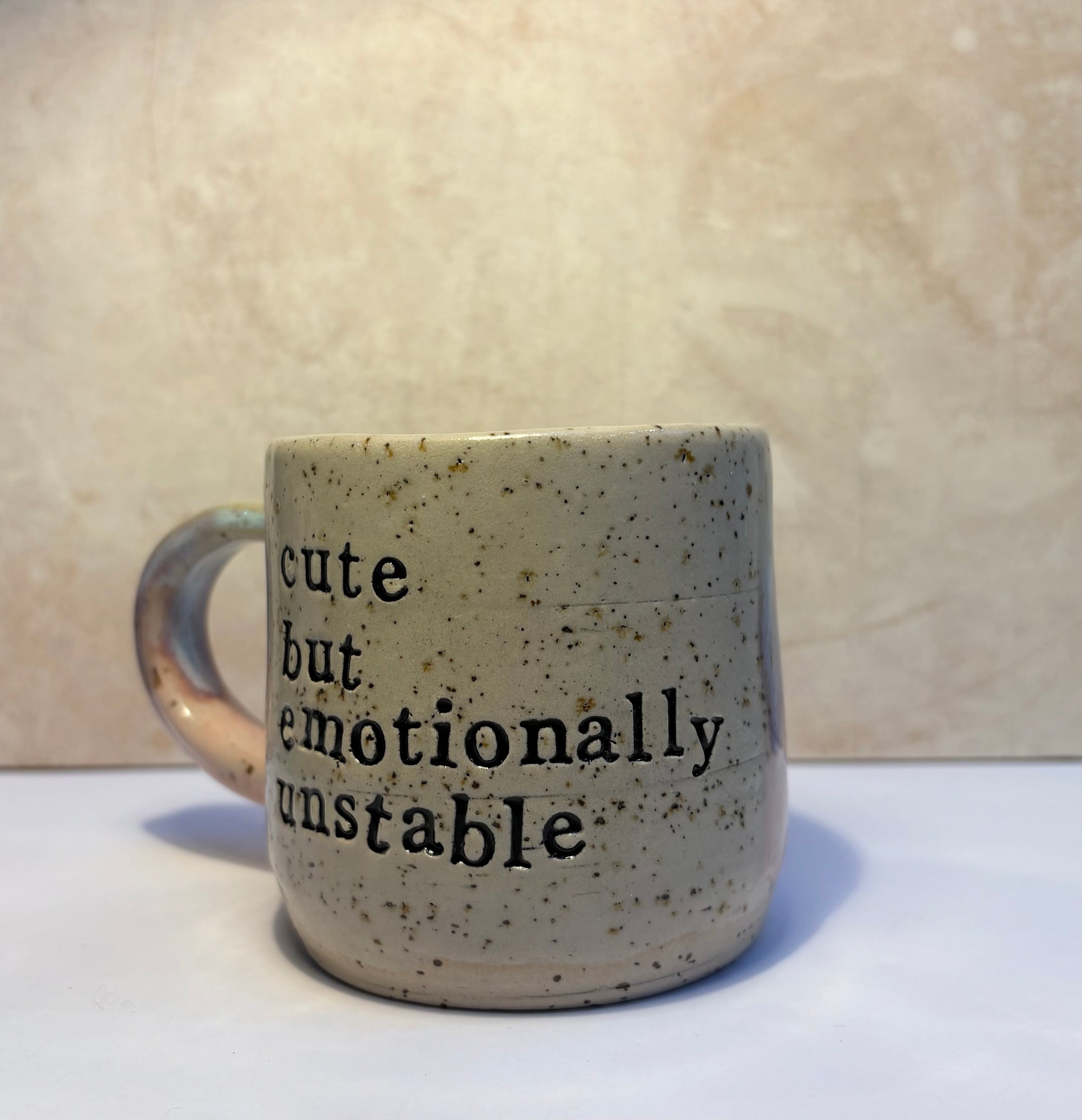 "cute but emotionally unstable" mug