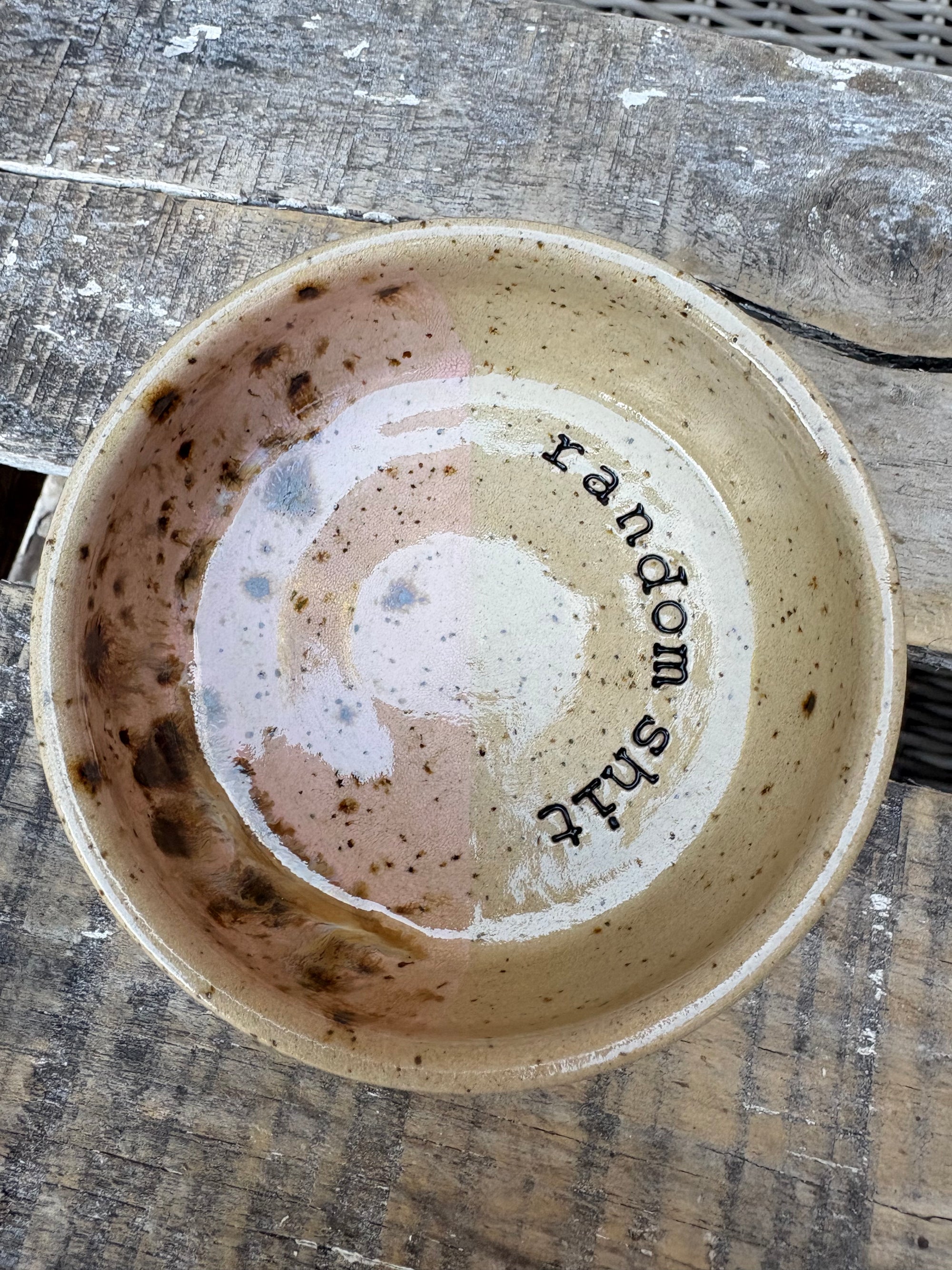 "random shit" trinket dish (pink, flecked)