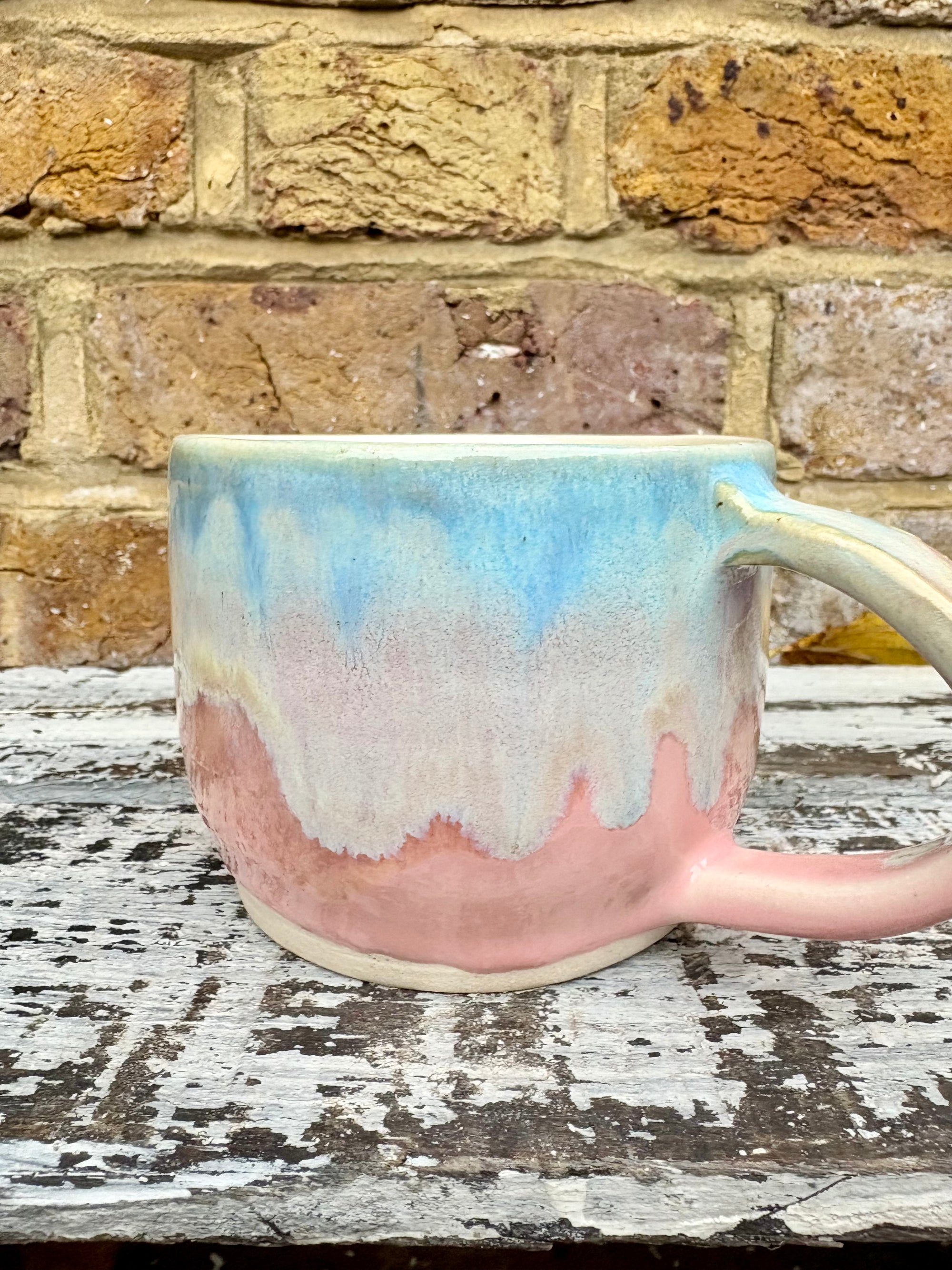 Small Talk Survivor mug (pinks and blue)