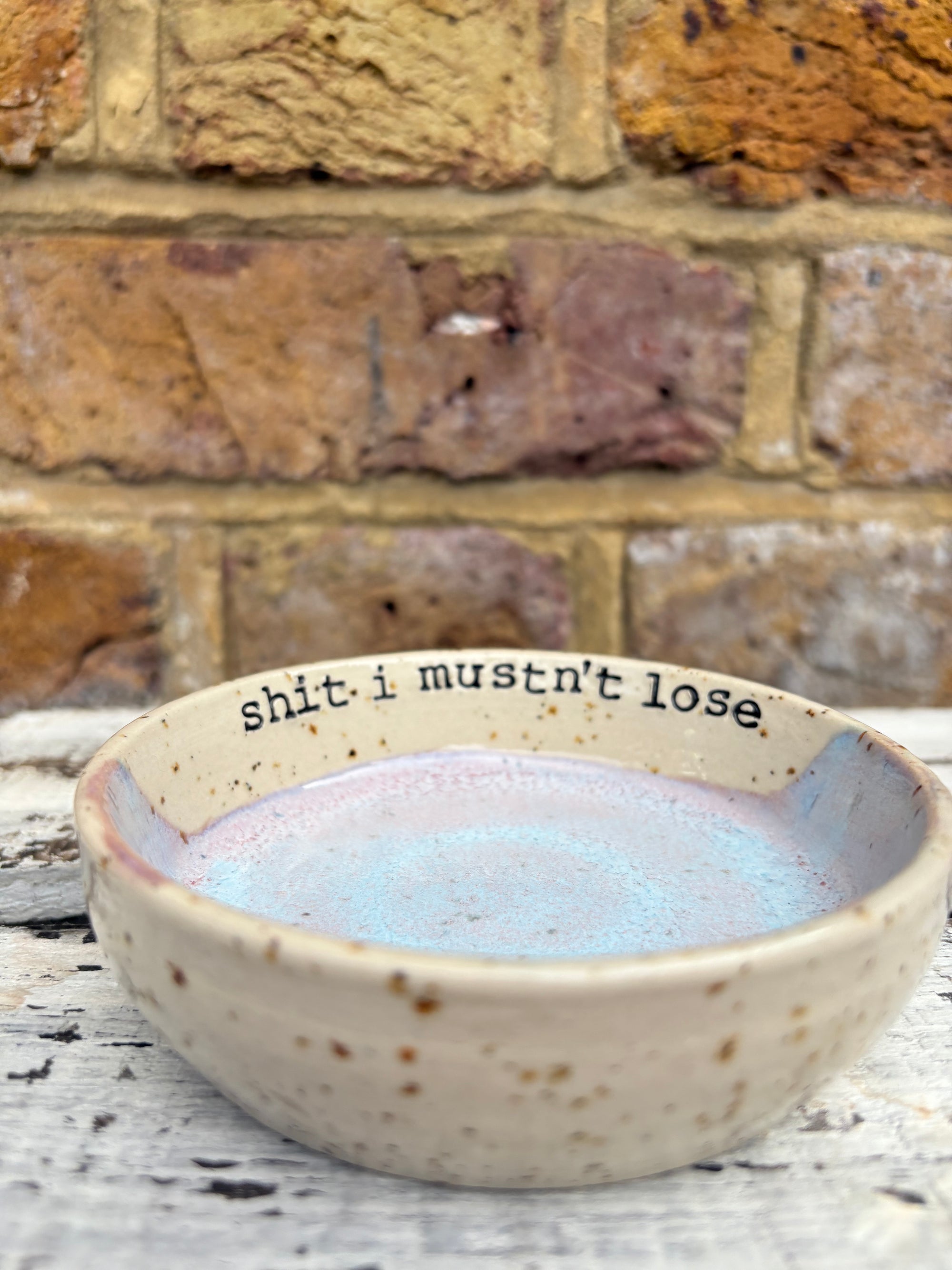 “shit I mustn't lose" trinket dish (pink night sky)
