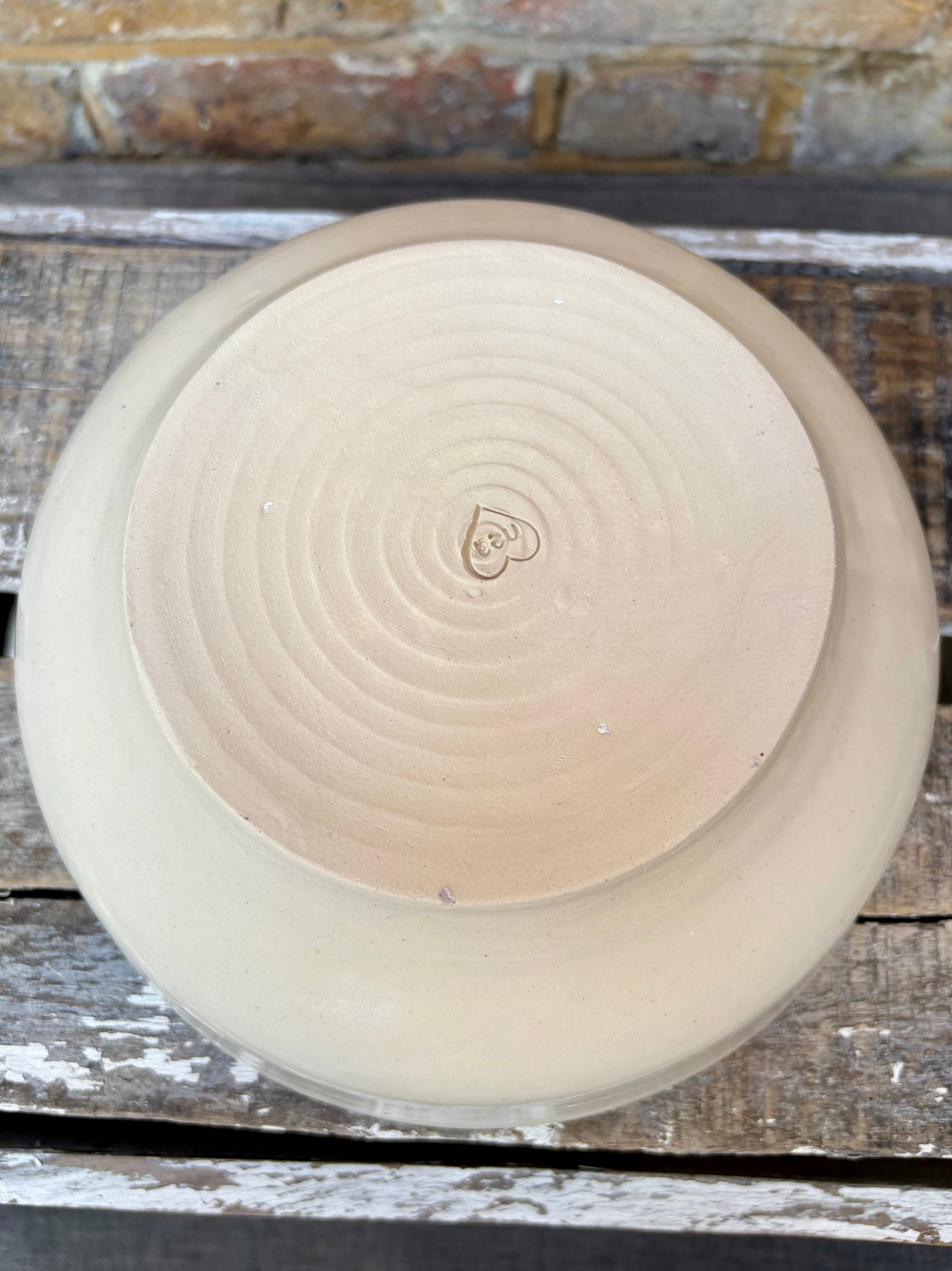 “eat, drink and fuck off by 9pm"  deep round salad/pasta bowl (pink, cream clay)