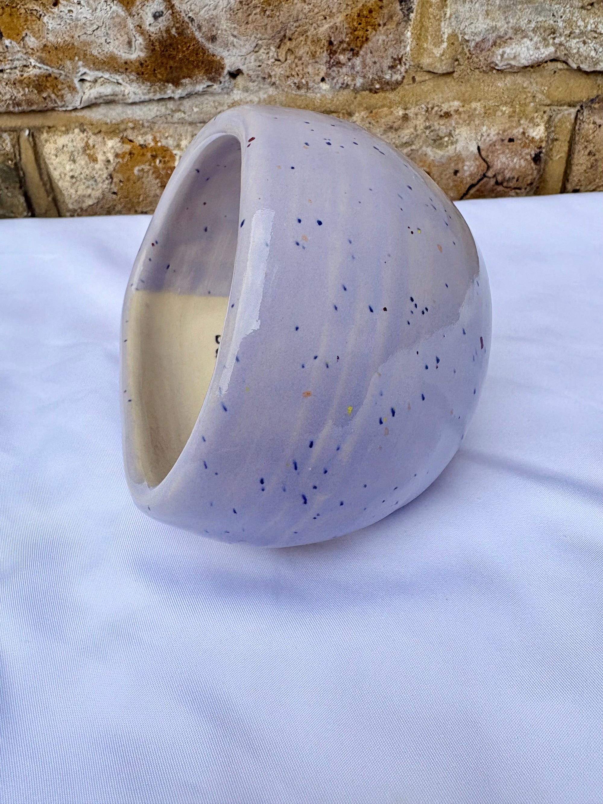 "I'm a salty piggy" Salt Pig (wheelthrown, lilac speckle glaze)