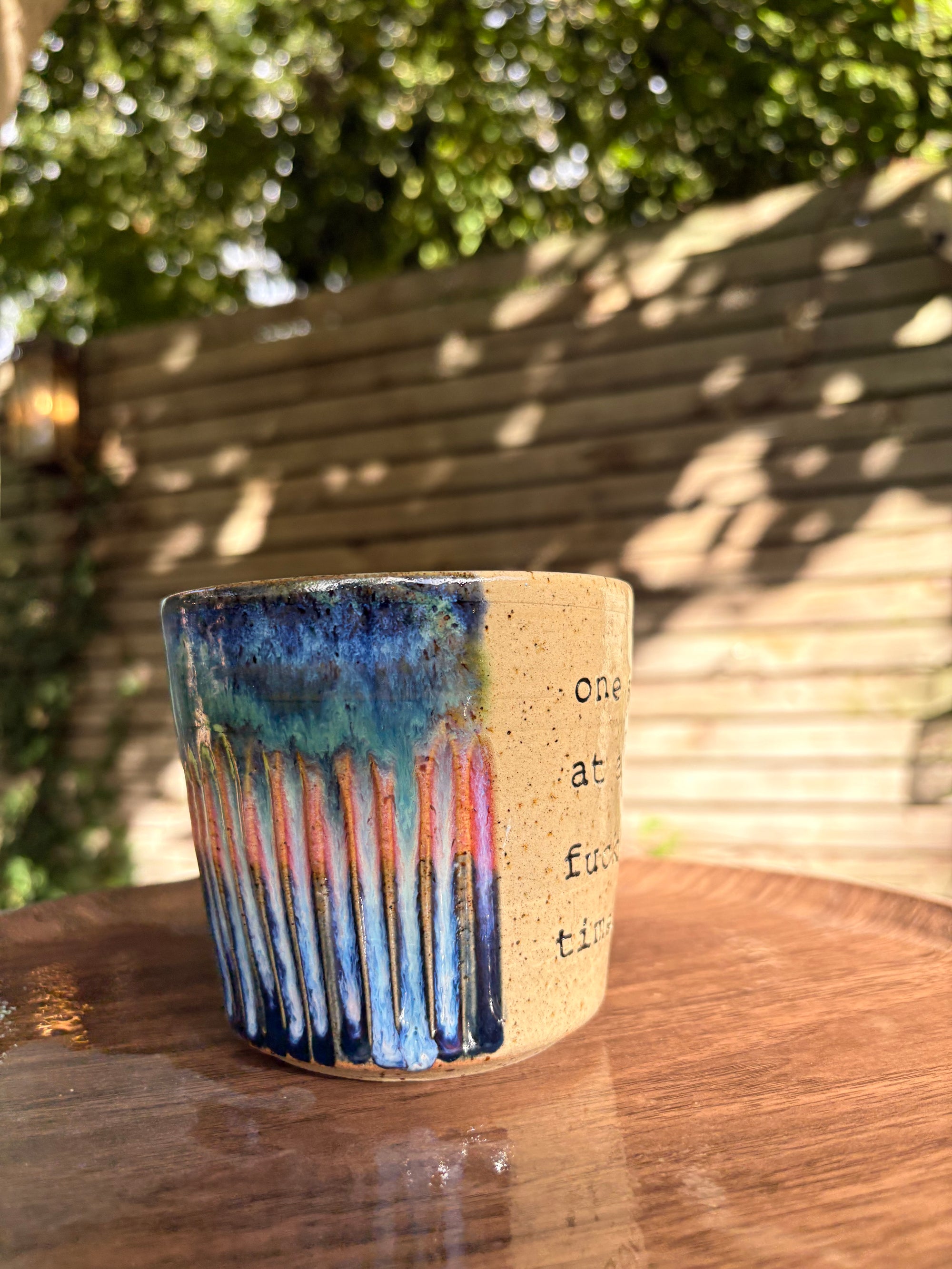 “one step at a fucking time" mug