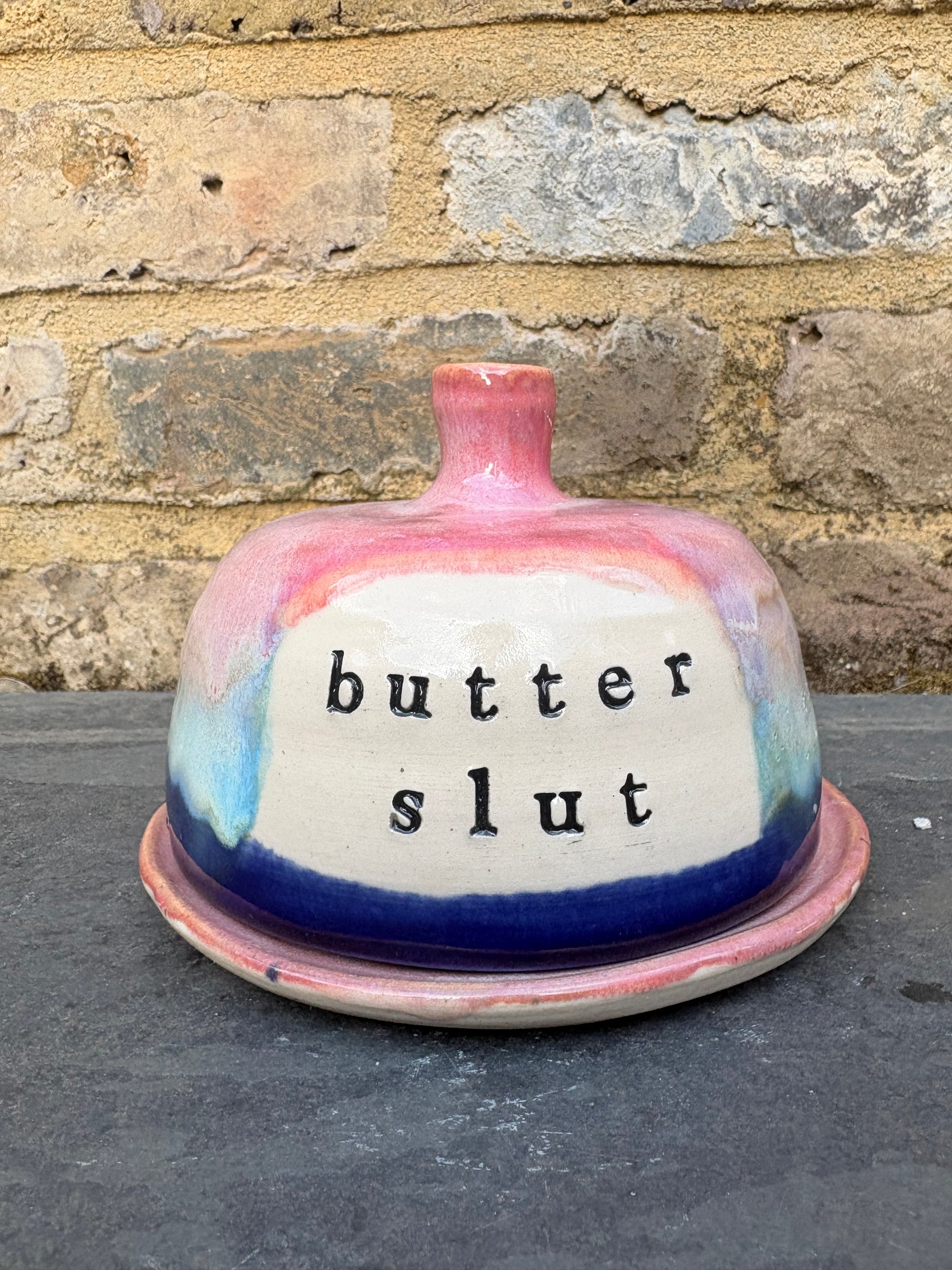 Butter Dish (butter slut, pink night sky, cream clay, knob)