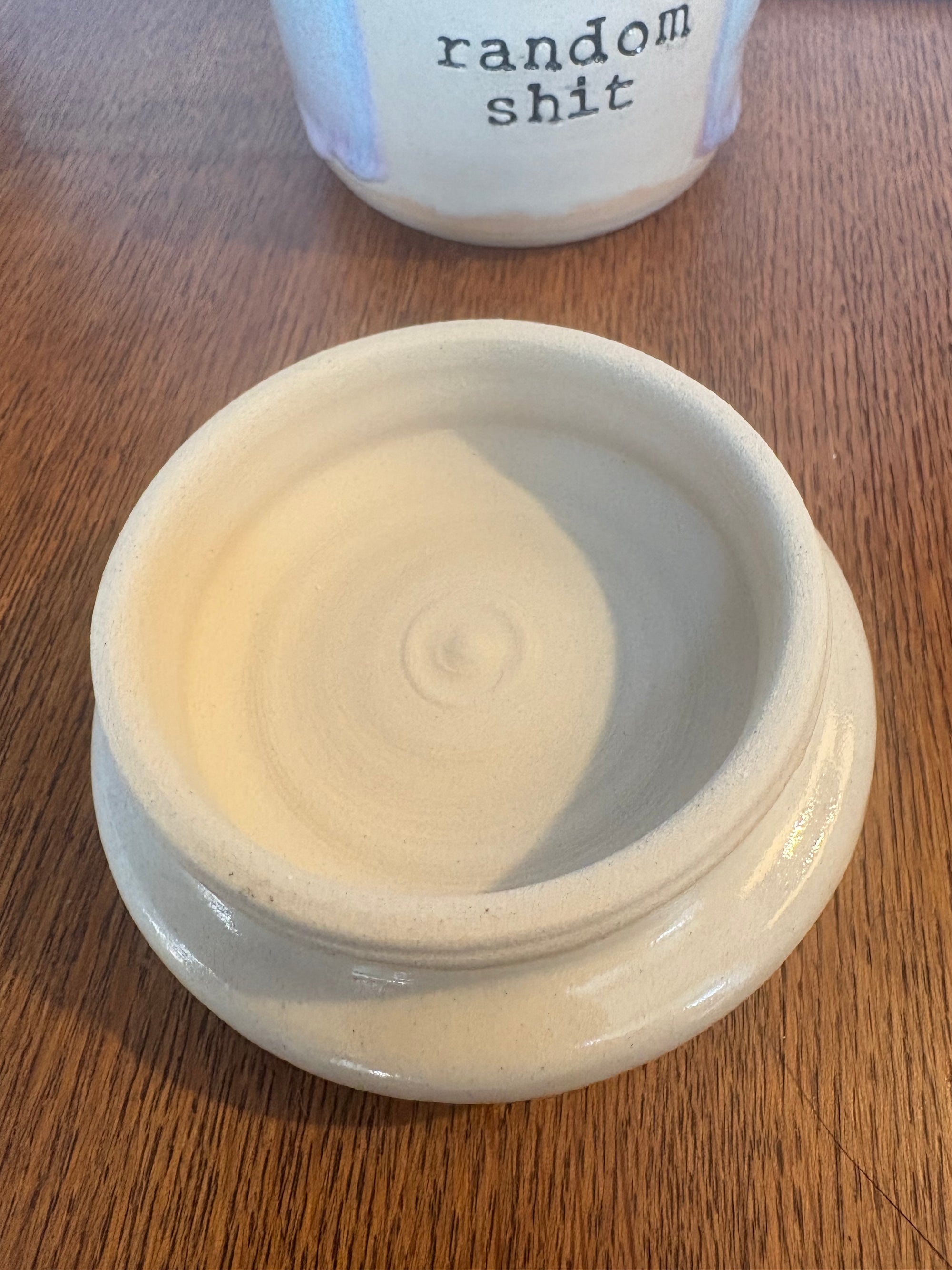 "random shit" lidded pot (oyster pink)