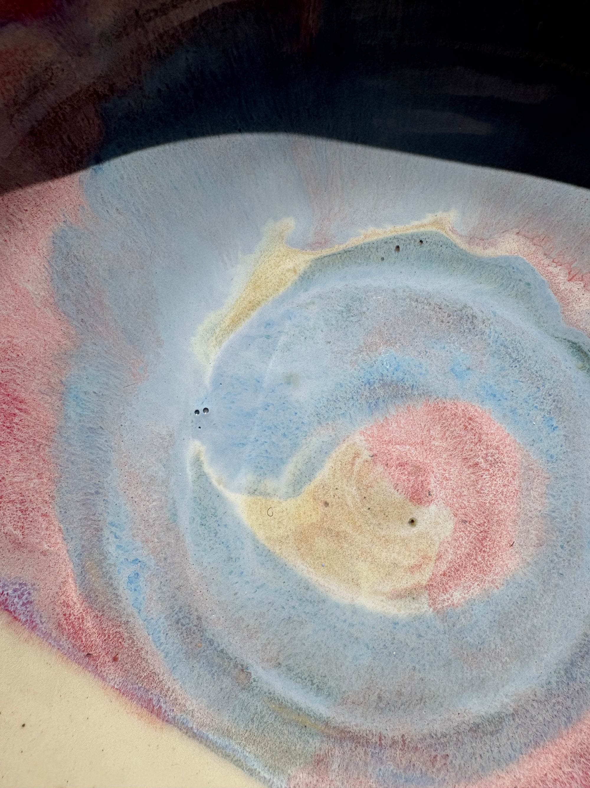 “eat, drink and fuck off by 9pm"  round salad/pasta bowl (pastels, cream clay)
