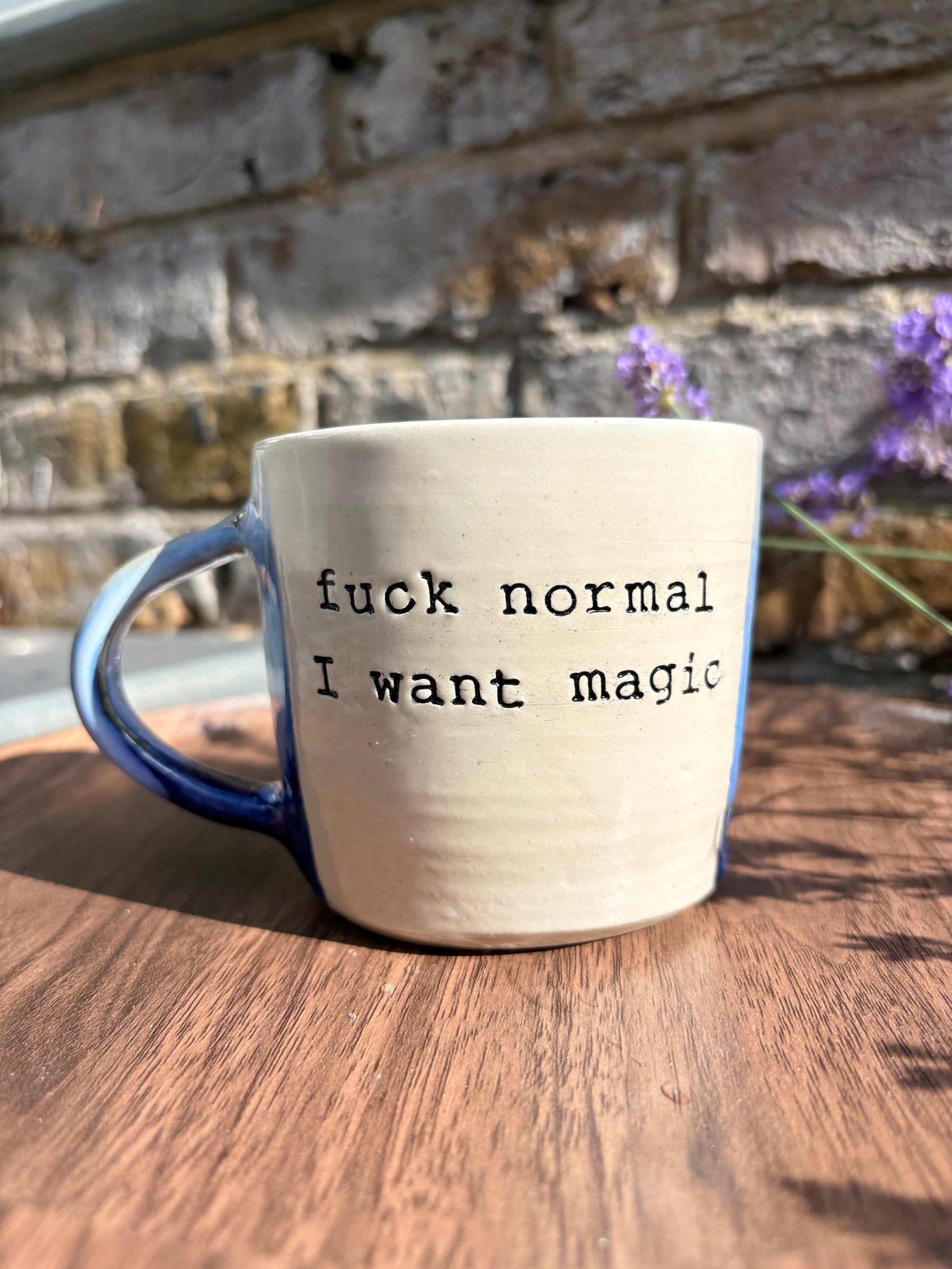 “fuck normal, i want magic" mug (Blues)