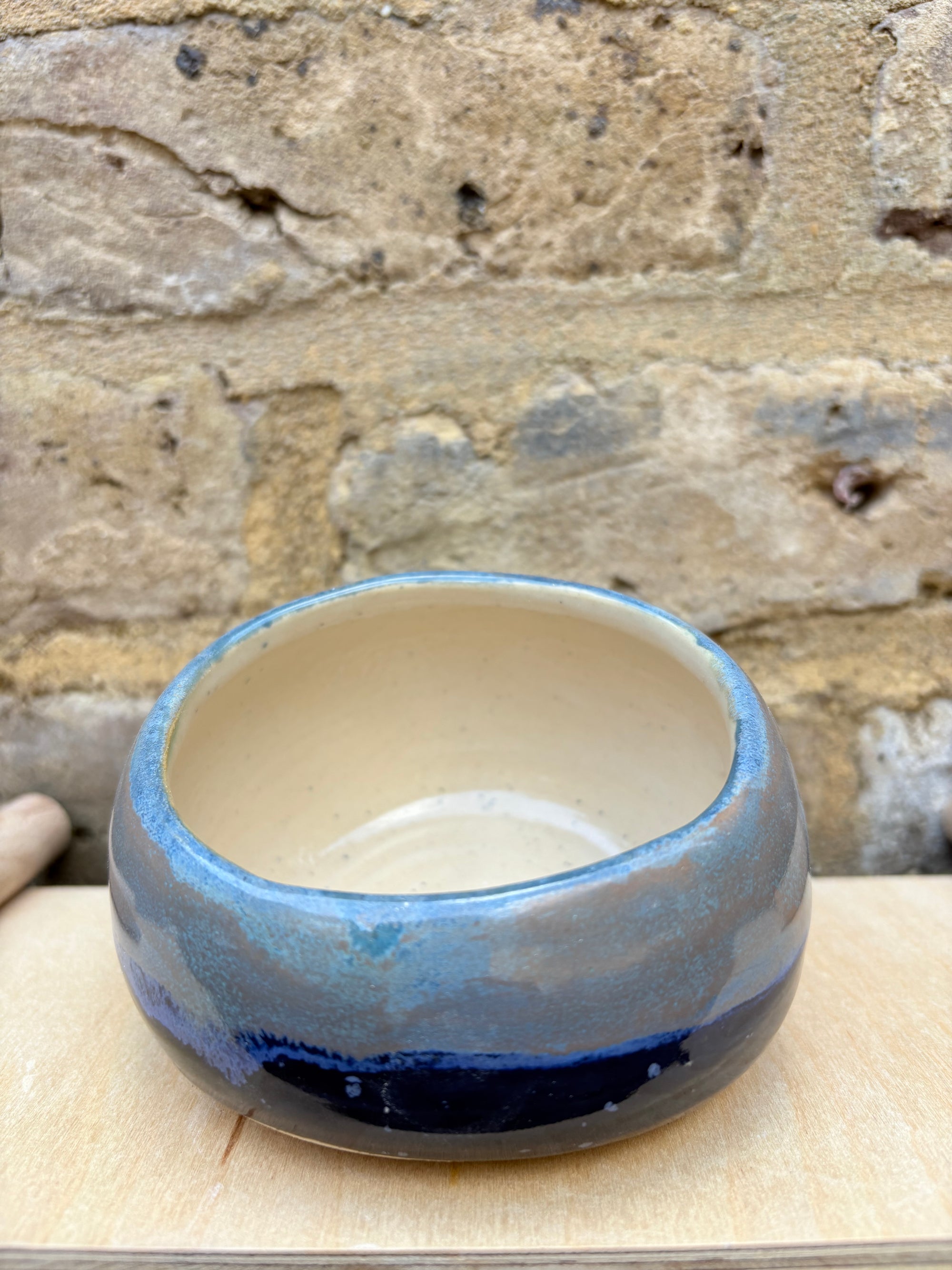 "I'm a very salty piggy" Salt Pig (wheelthrown, deep blue sea glaze)