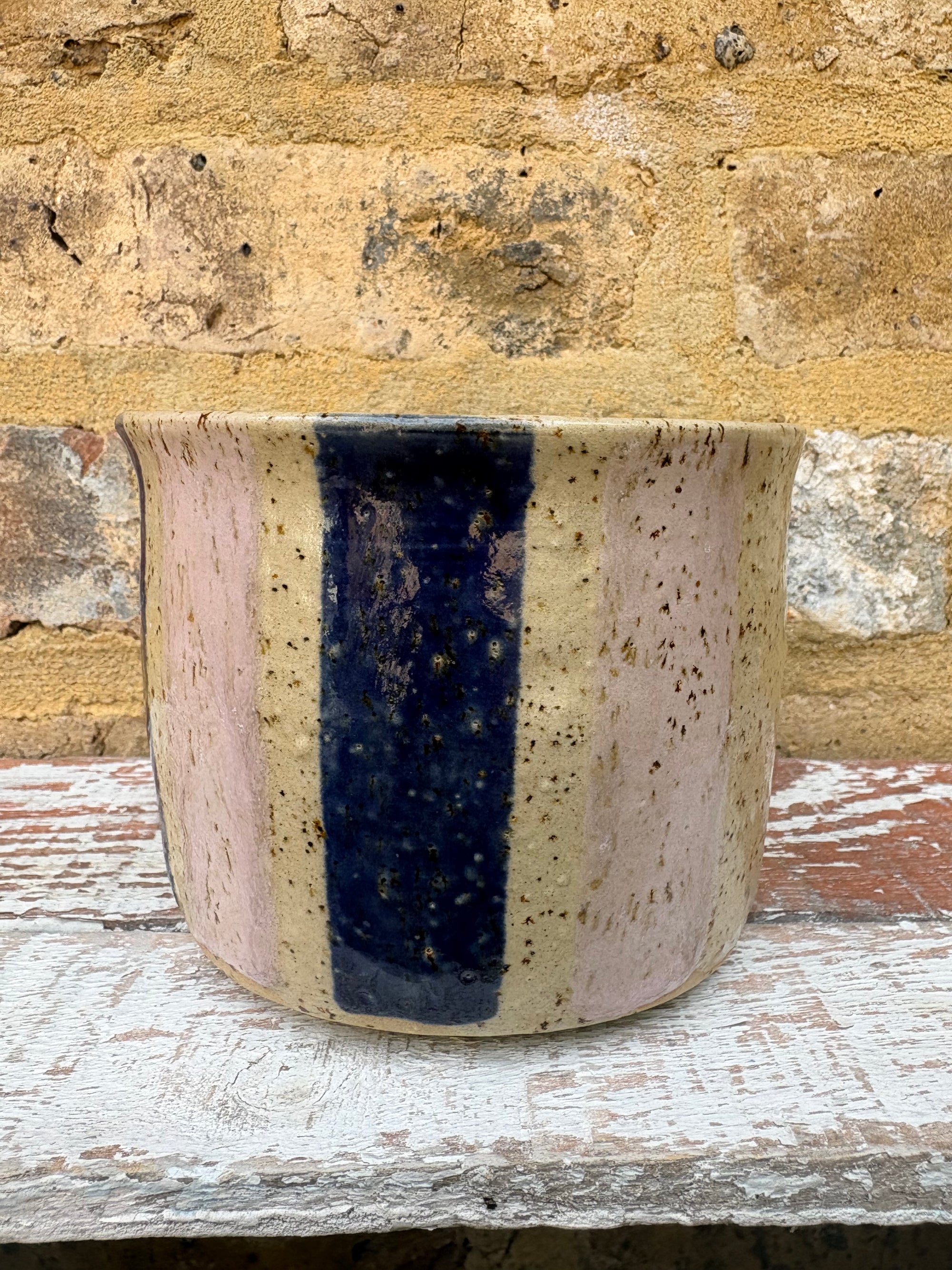 "fork me” utensil holder (pink/blue stripe)