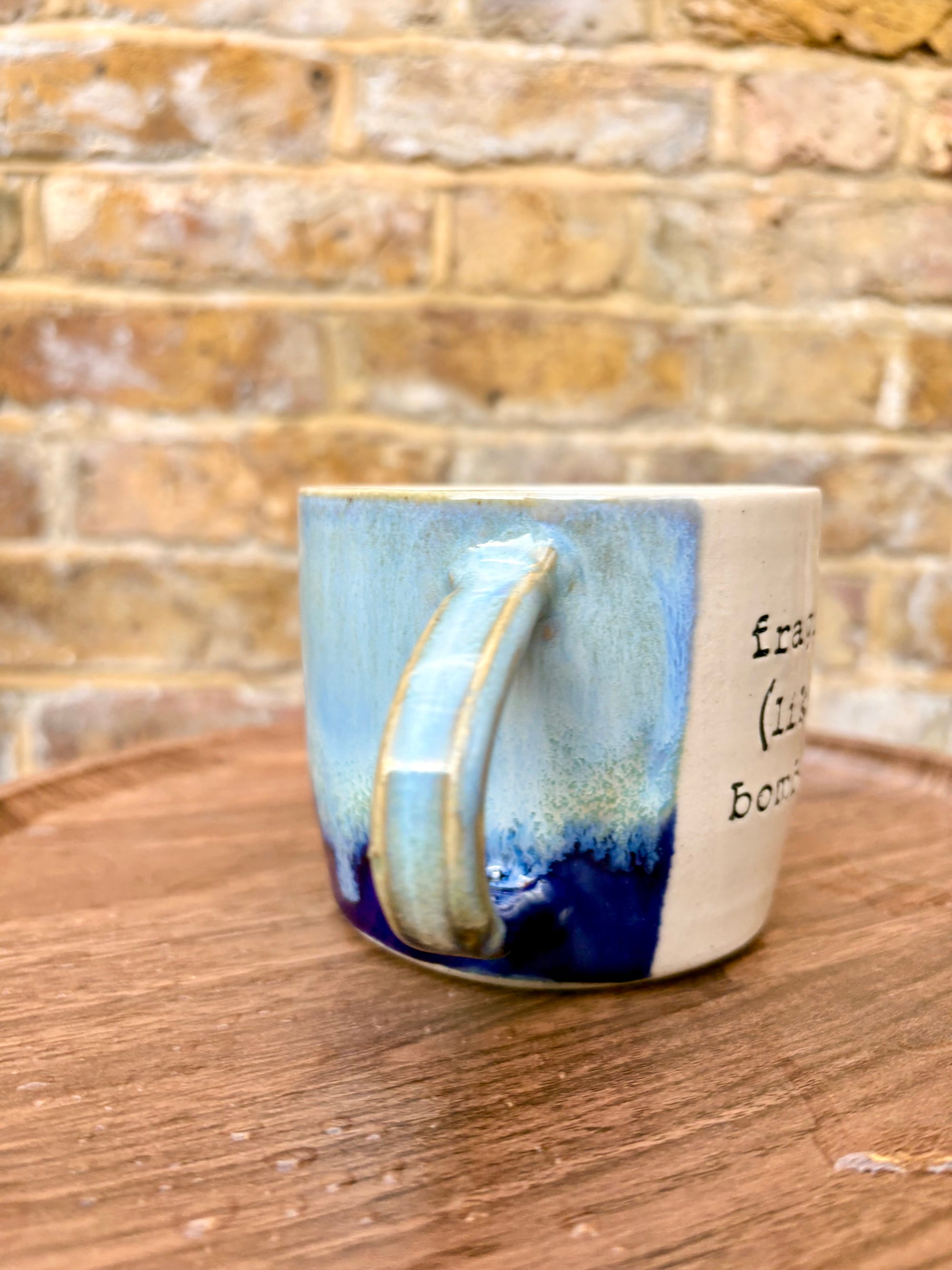 “fragile (like a bomb) mug (blue)