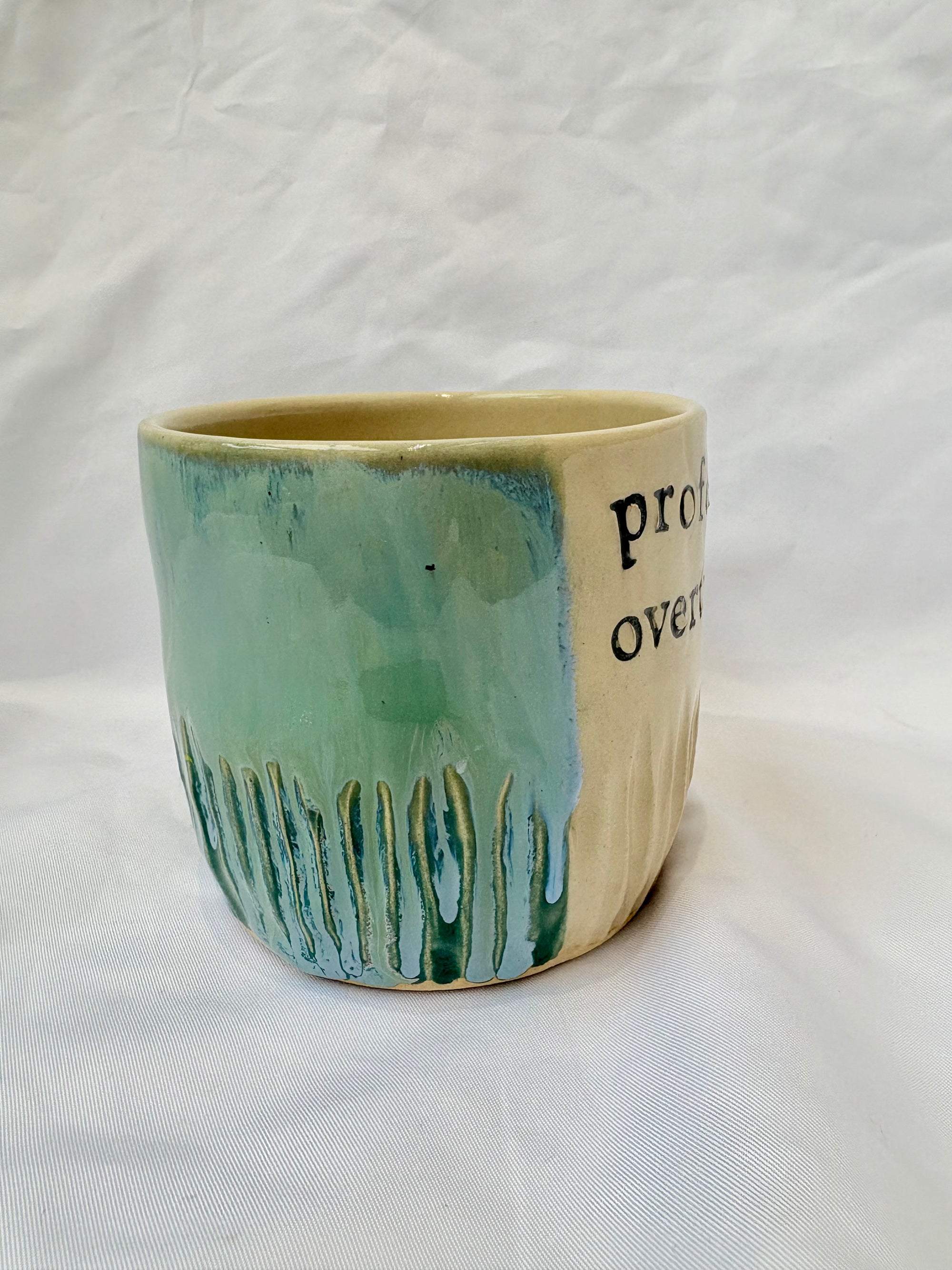 "professional overthinker" handmade mug