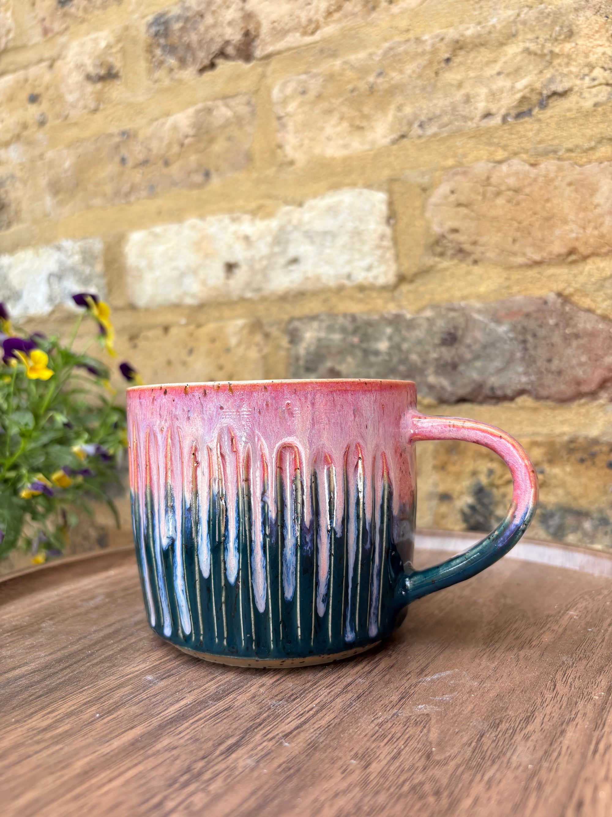 "FRAGILE like a motherfucking bomb" mug (pink/ green)