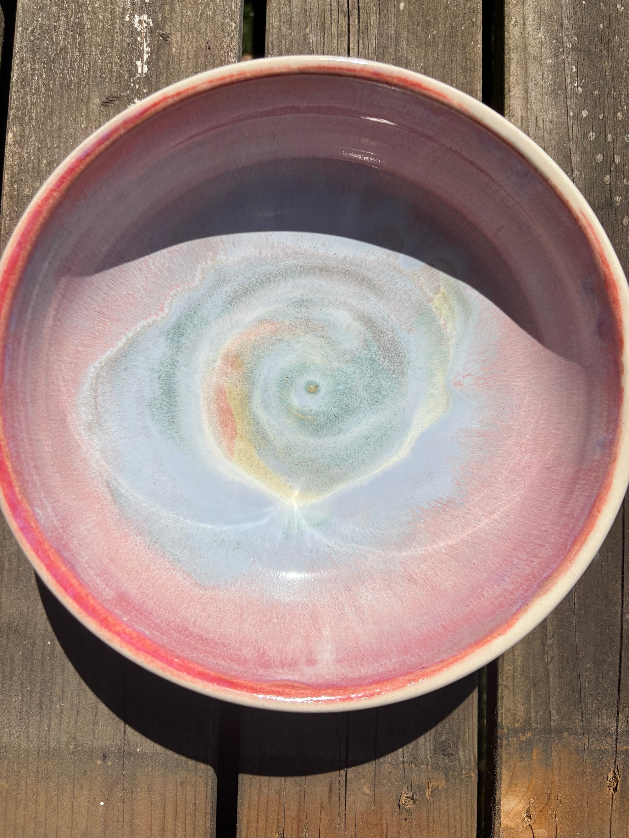 “fuck off i'm eating"  round salad/pasta bowl (pastels, cream clay)