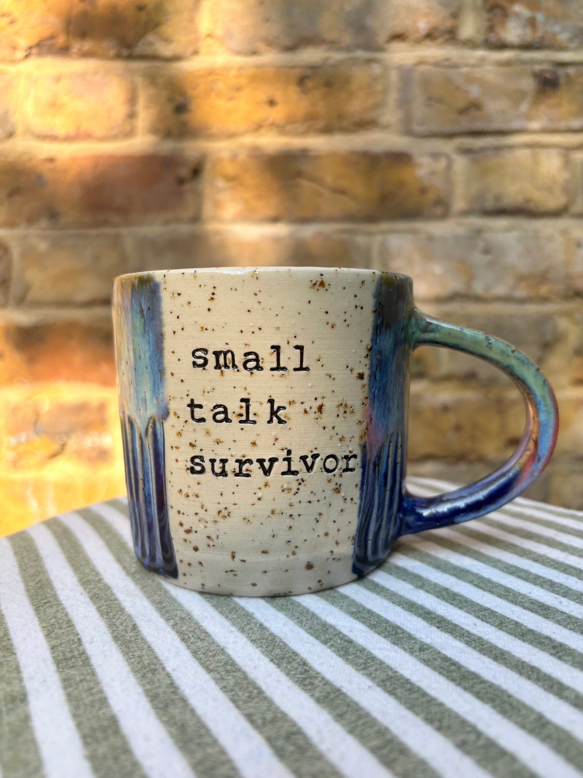 Small Talk Survivor mug (blue)