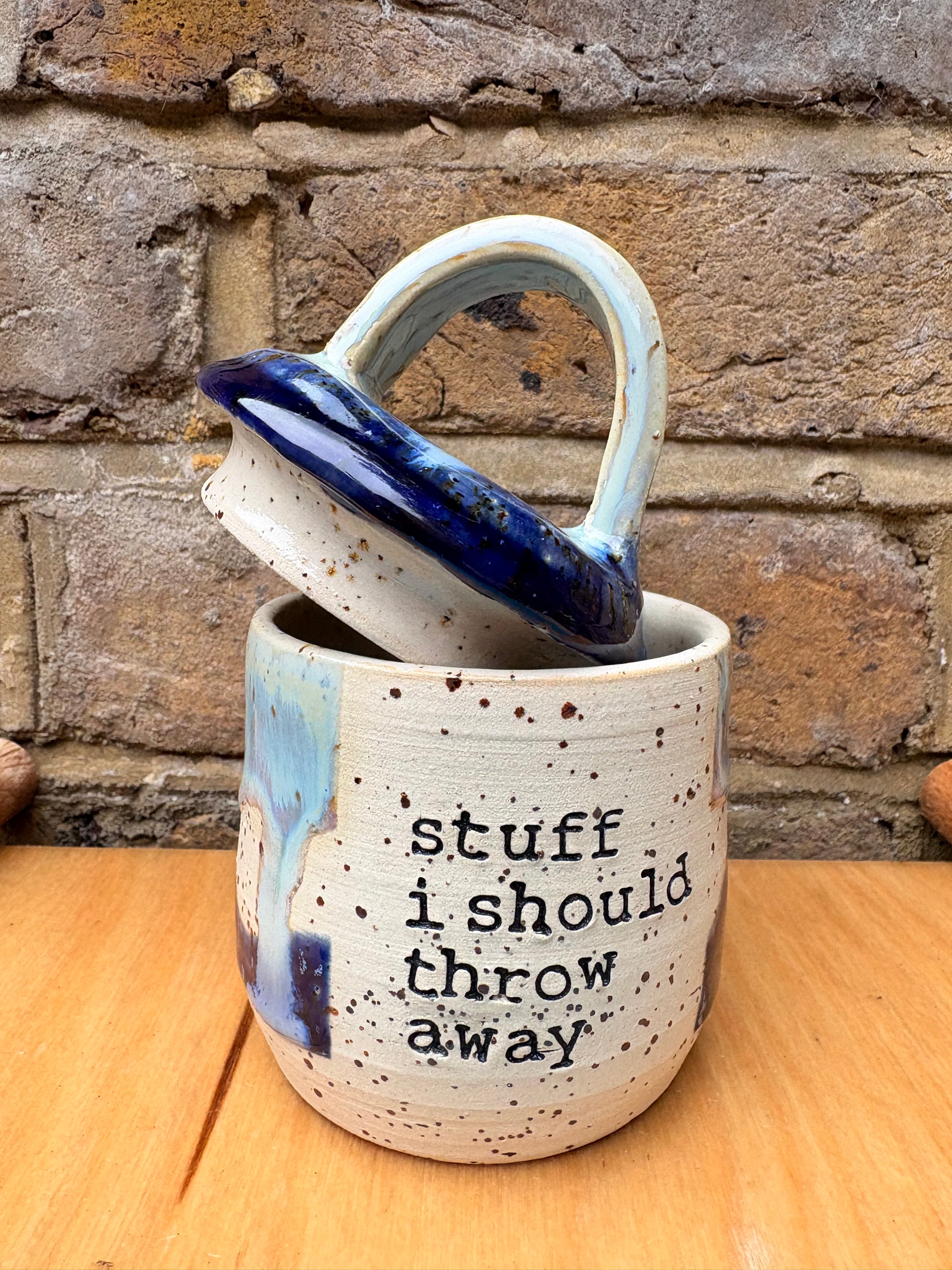 “stuff i should throw away" lidded pot (blue night sky)