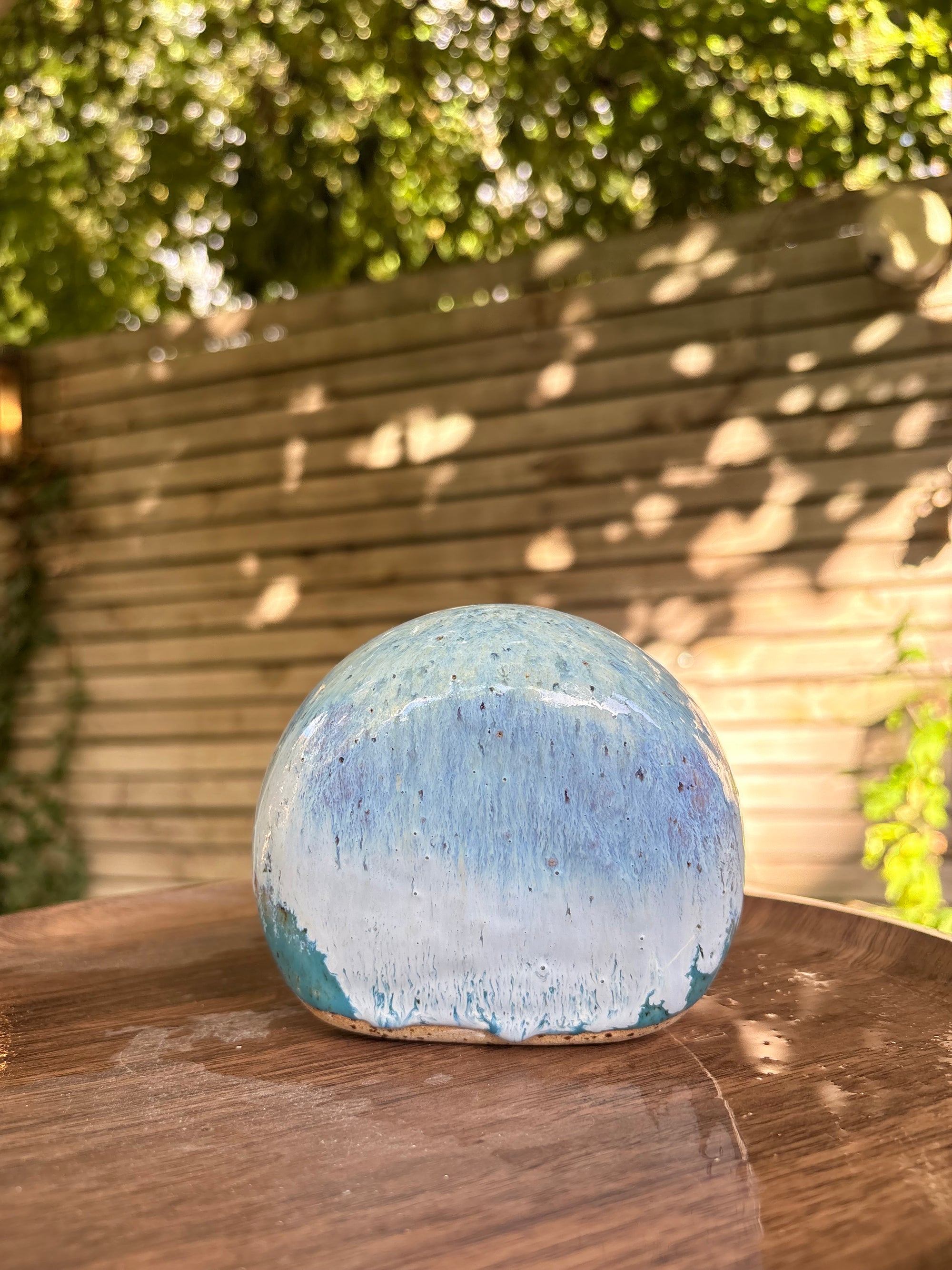"salty  bitch" salt pig (L, blues, flecked clay)