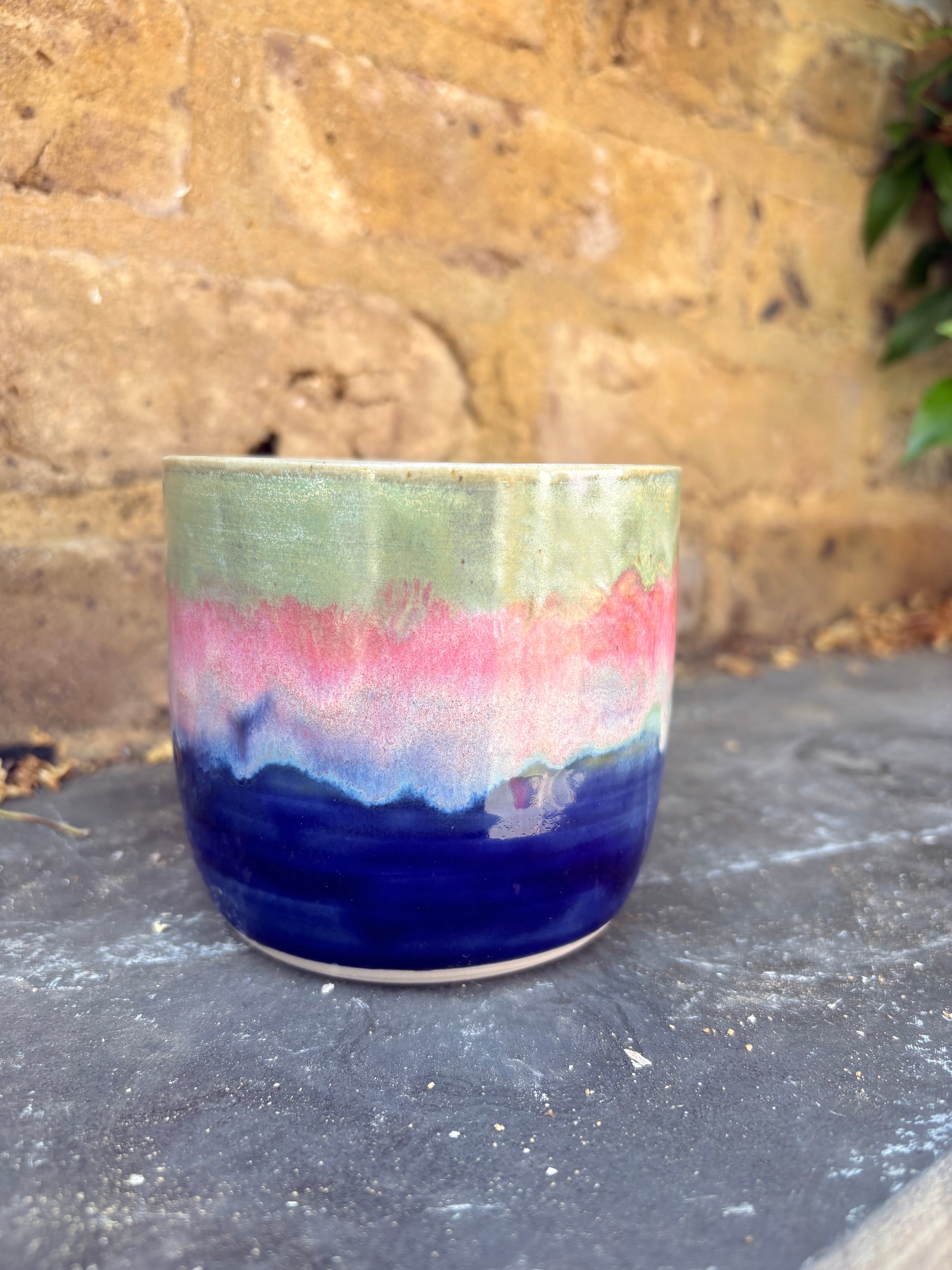 “good vibes only" "fuck off" mug (pink night sky)