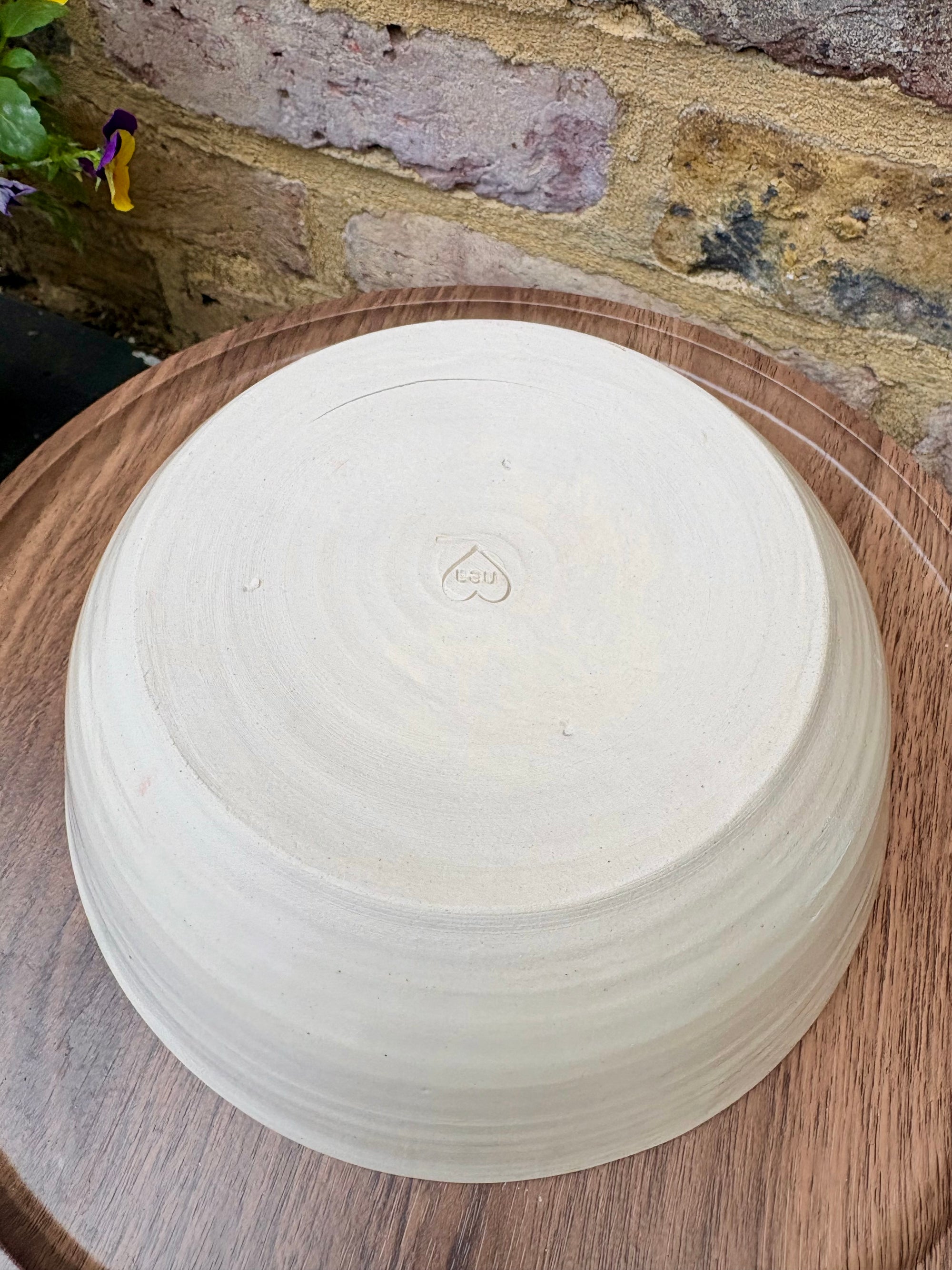 “eat, drink and fuck off by 9pm" round salad/pasta bowl (pink, cream clay, second)